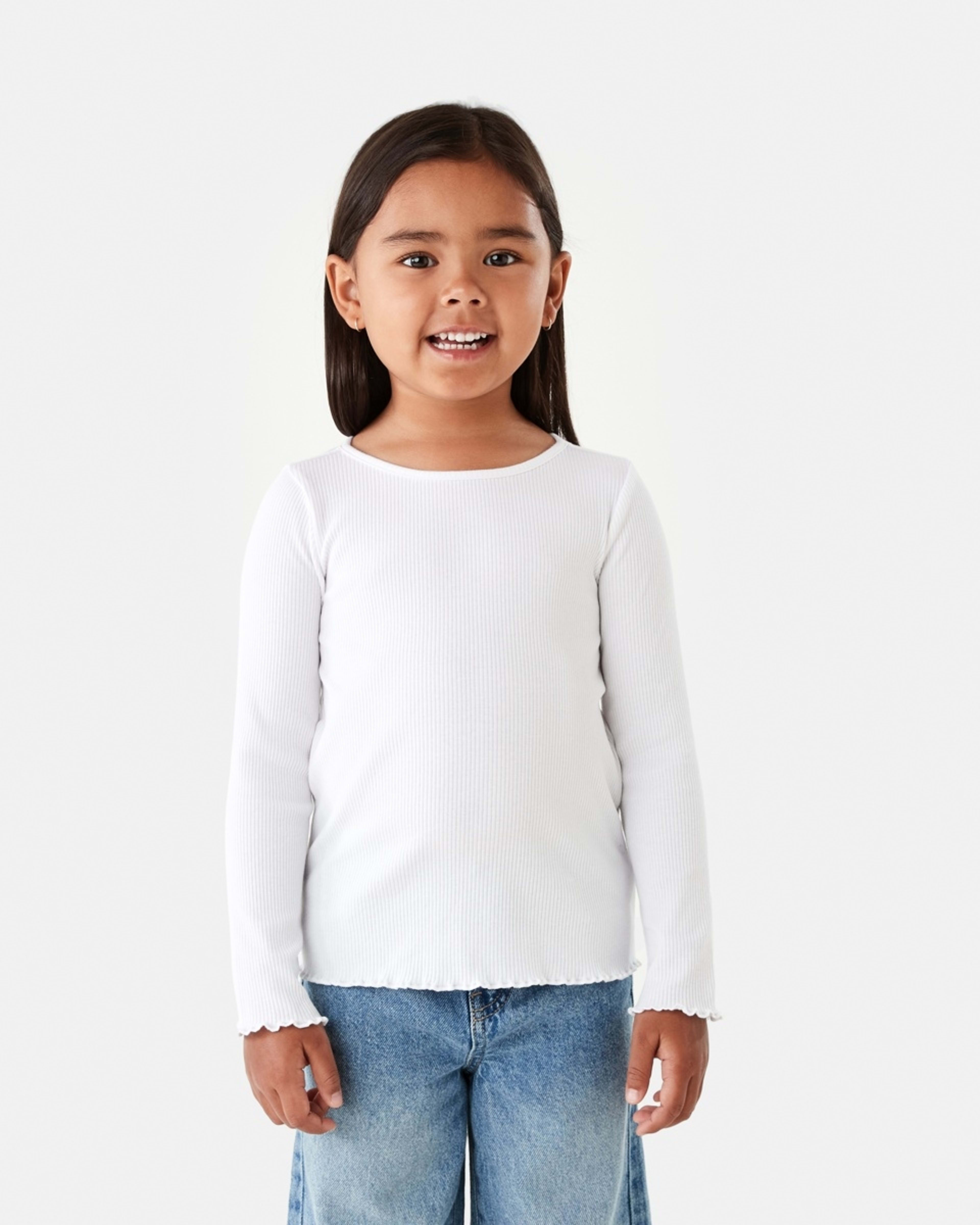 1 Long Sleeve Rib T-shirt White