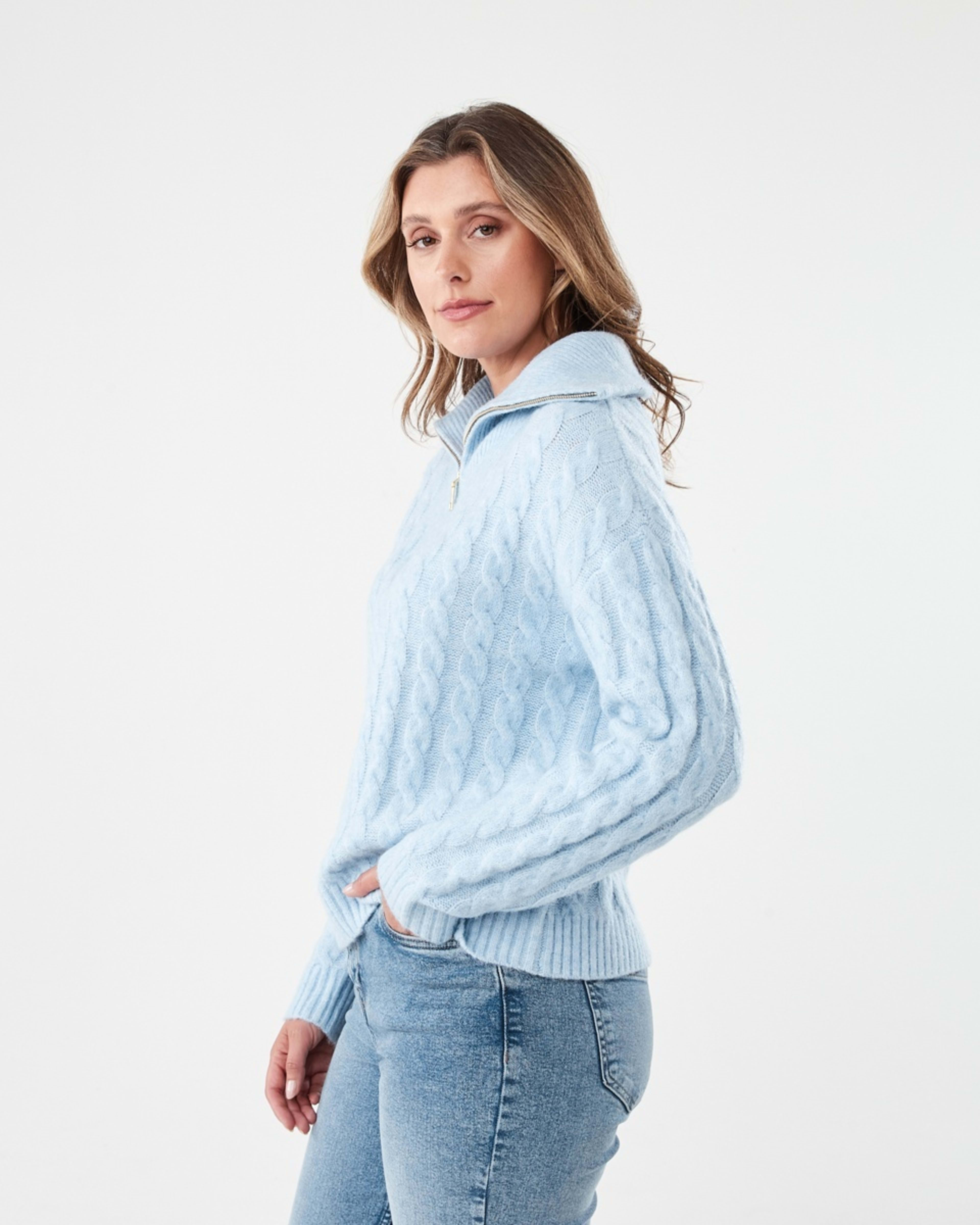 2 Zip Neck Jumper Skyway Mrl, 2 of 5