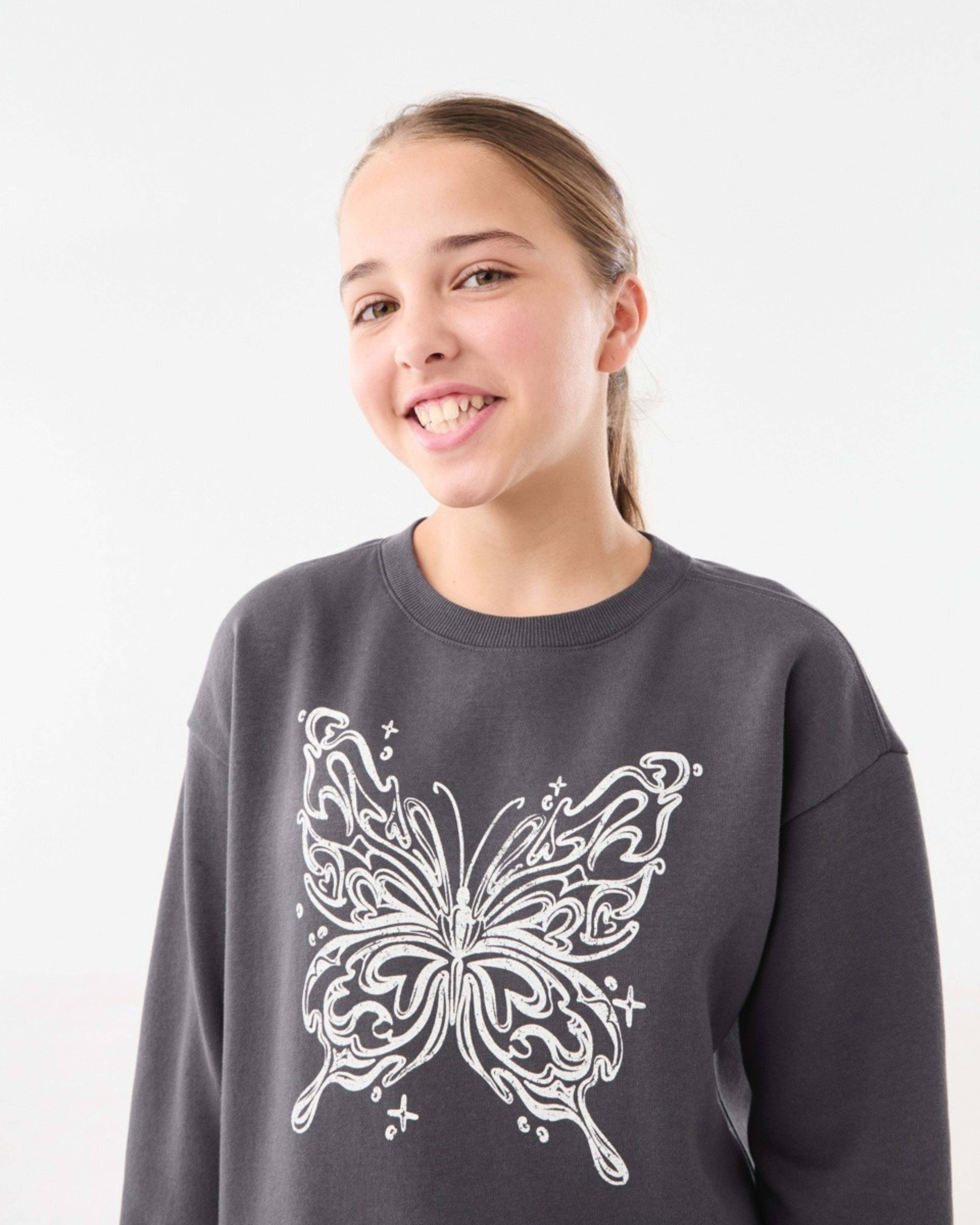3 Print Crew Neck Sweatshirt Butterfly, 3 of 8