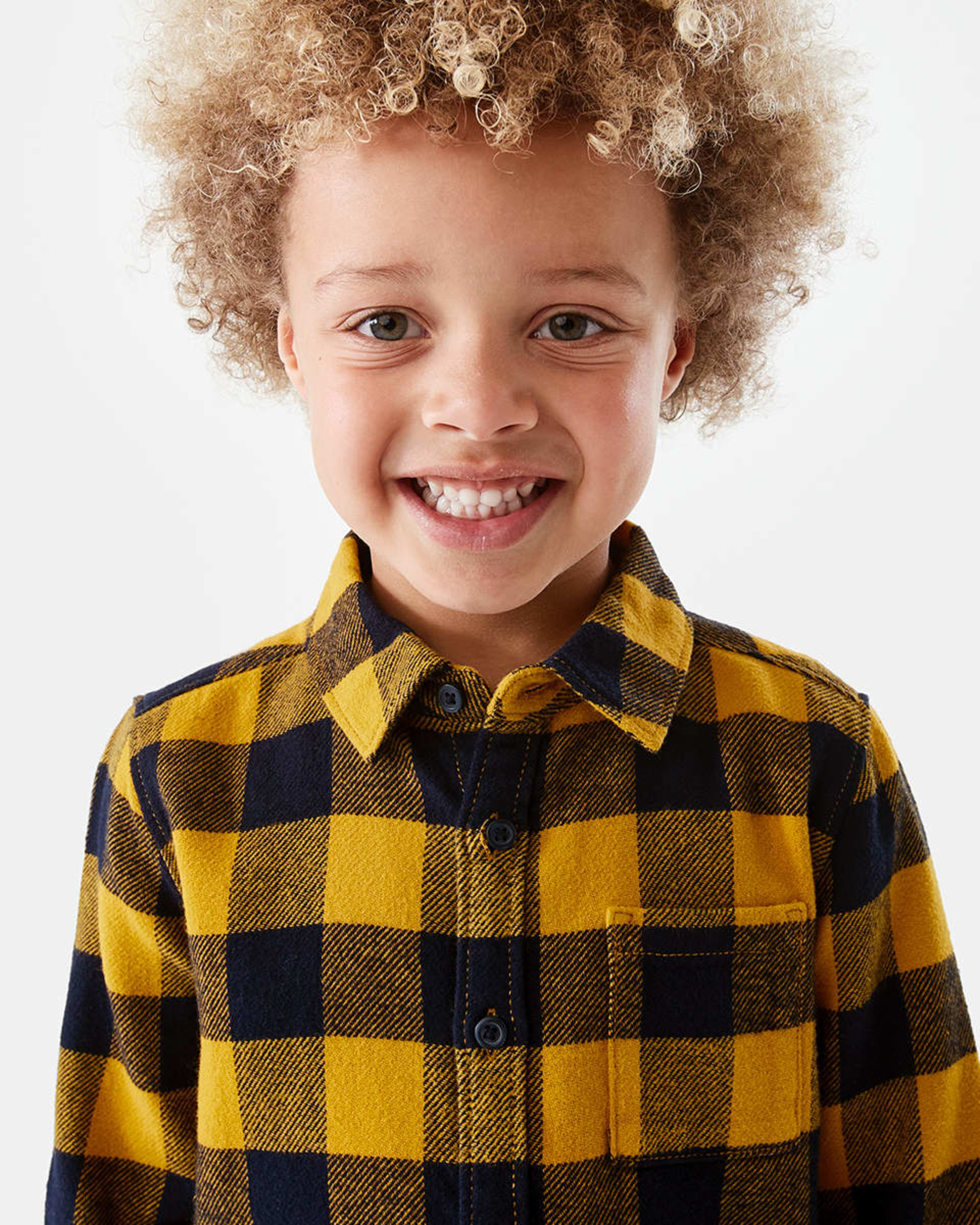 3 Yarn Dye Flannelette Shirt Ylw Check, 3 of 9