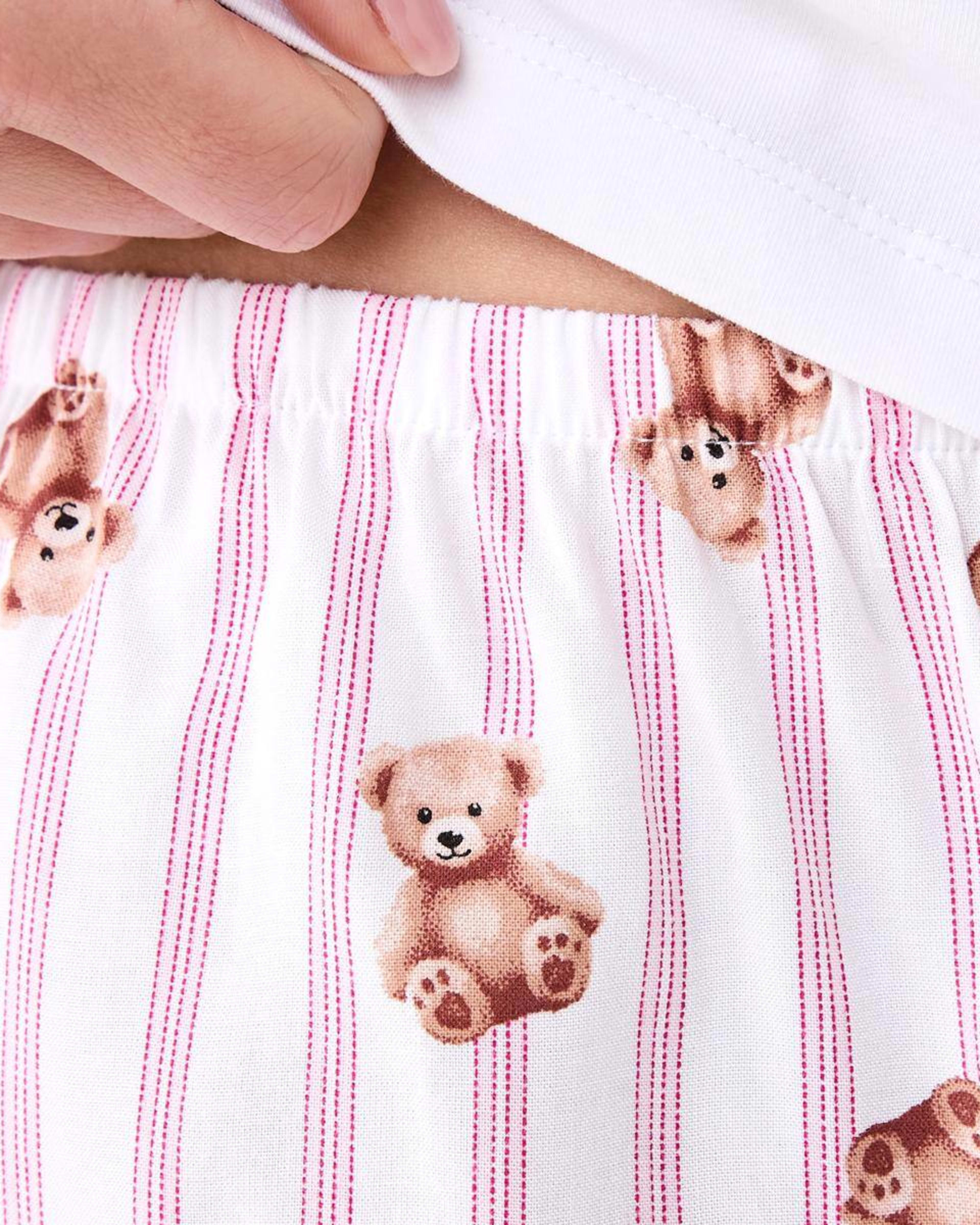 7 Print Knit T-shirt and Woven Shorts Pyjama Set BOW BEAR WHITE, 7 of 8