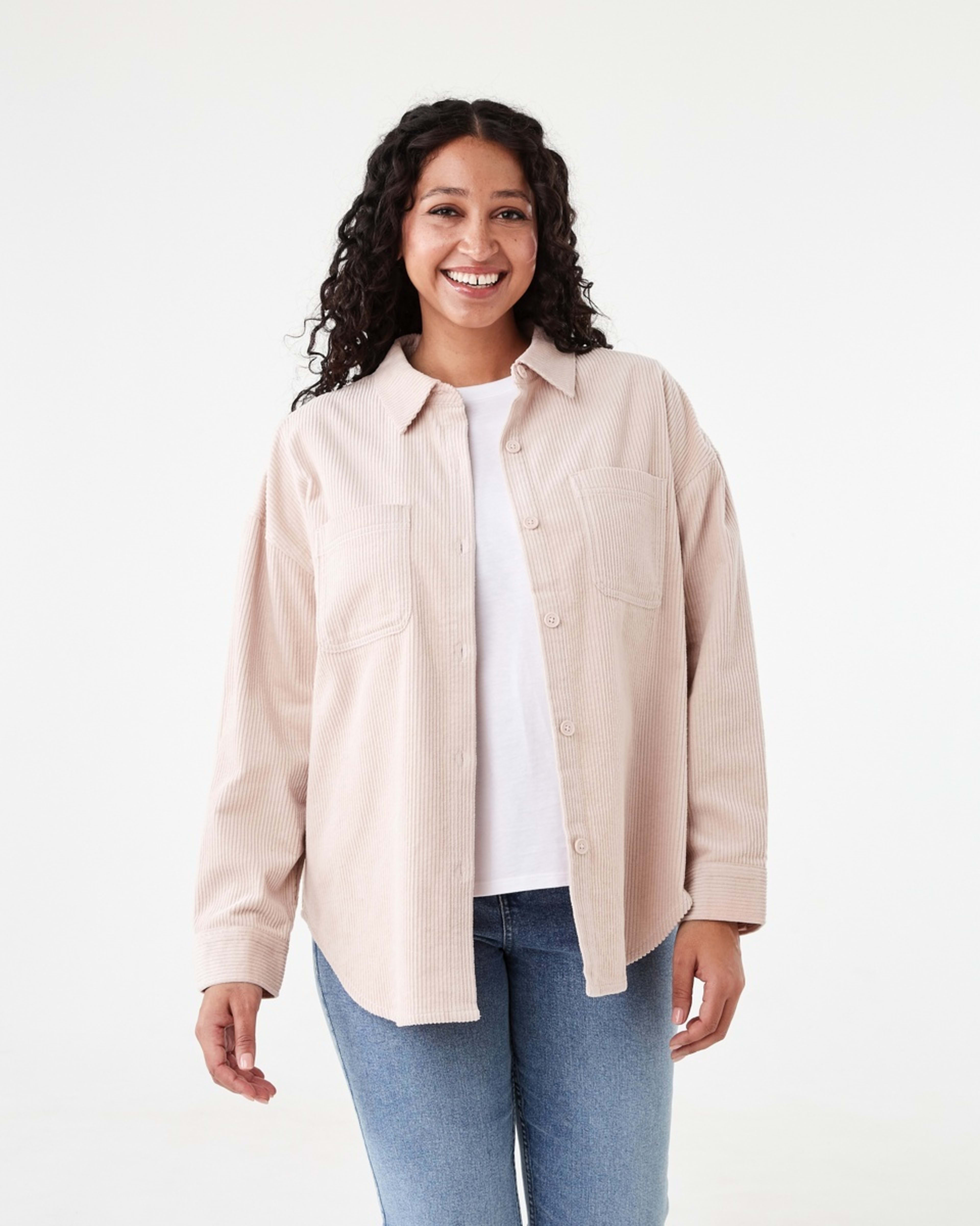 1 Long Sleeve Corduroy Shirt Rose Pink, 1 of 8