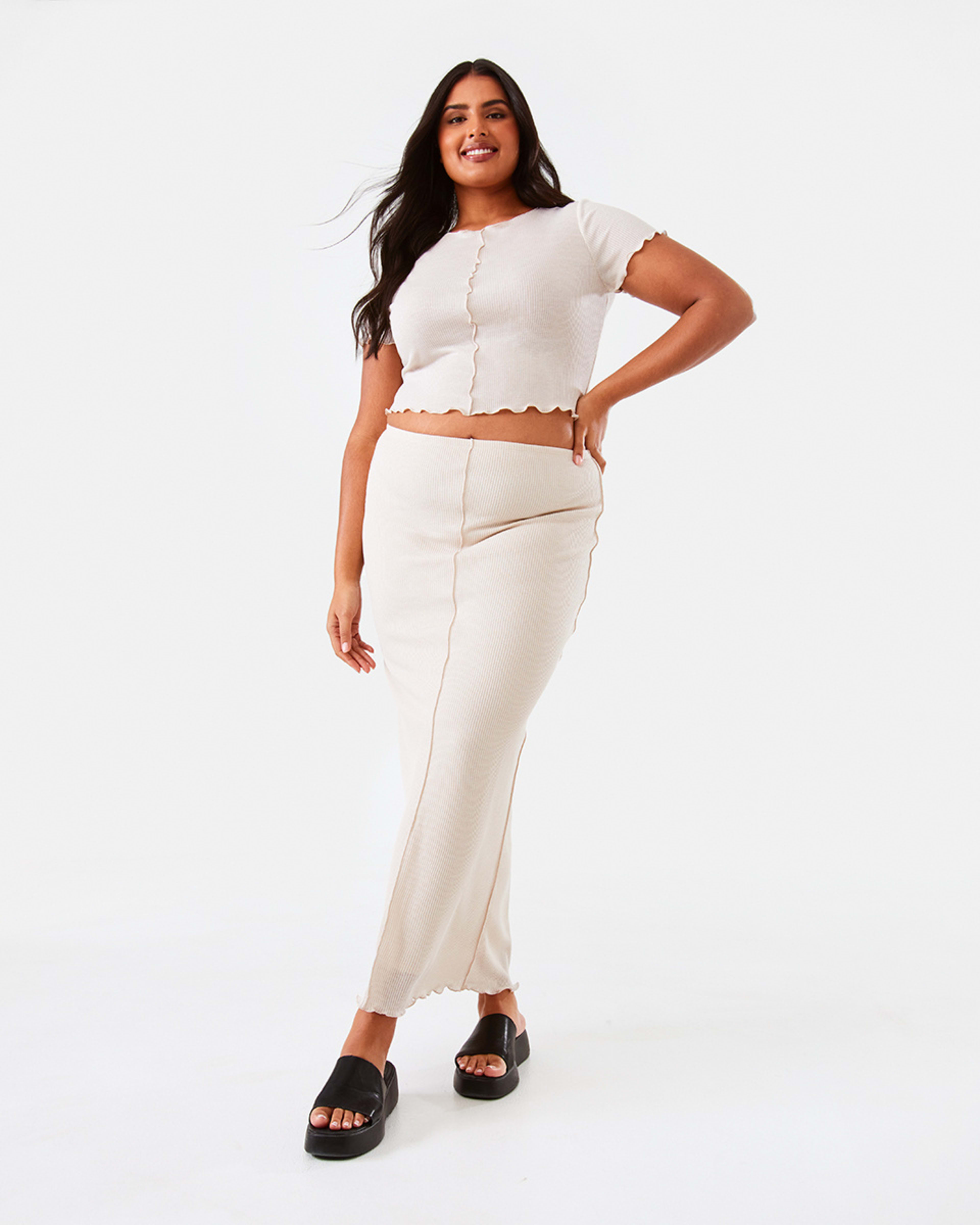 4 Rib Maxi Skirt Ecru, 4 of 10