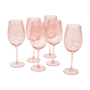 6 Blush Pink Wine Glasses