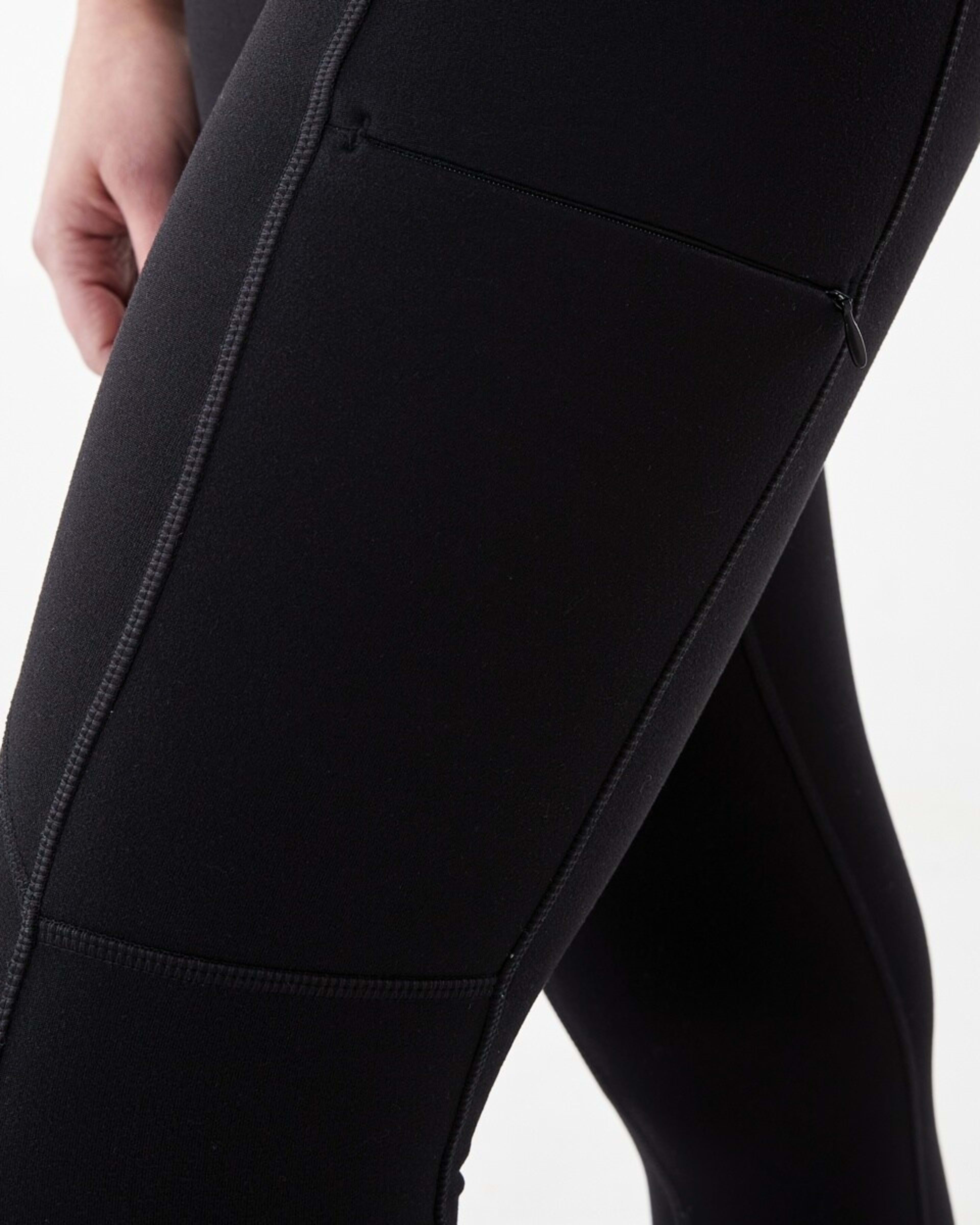6 Active Womens Outdoor Fleece Zip Leggings BLACK, 6 of 6