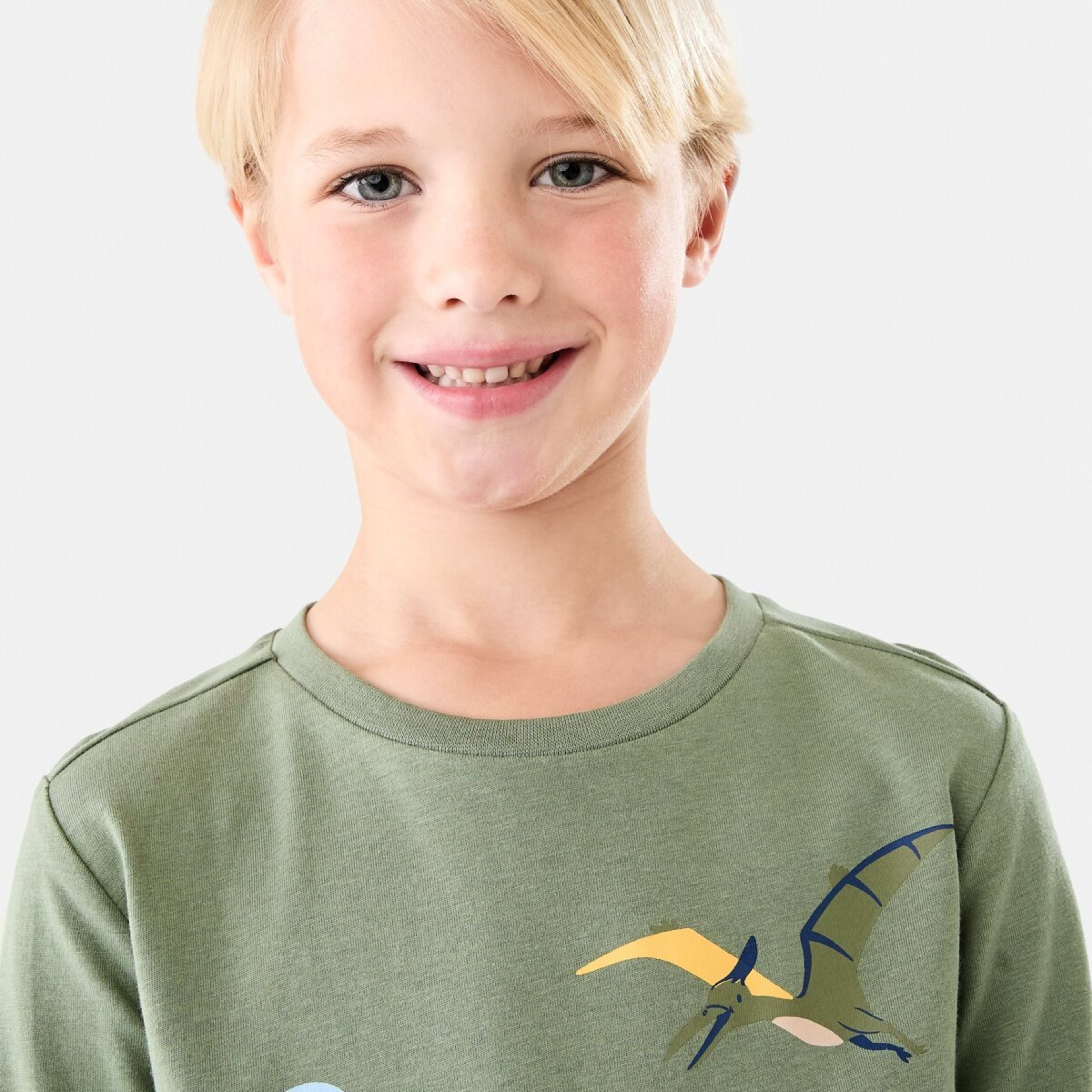 3 Long Sleeve Print T-shirt Dino Land Green, 3 of 8