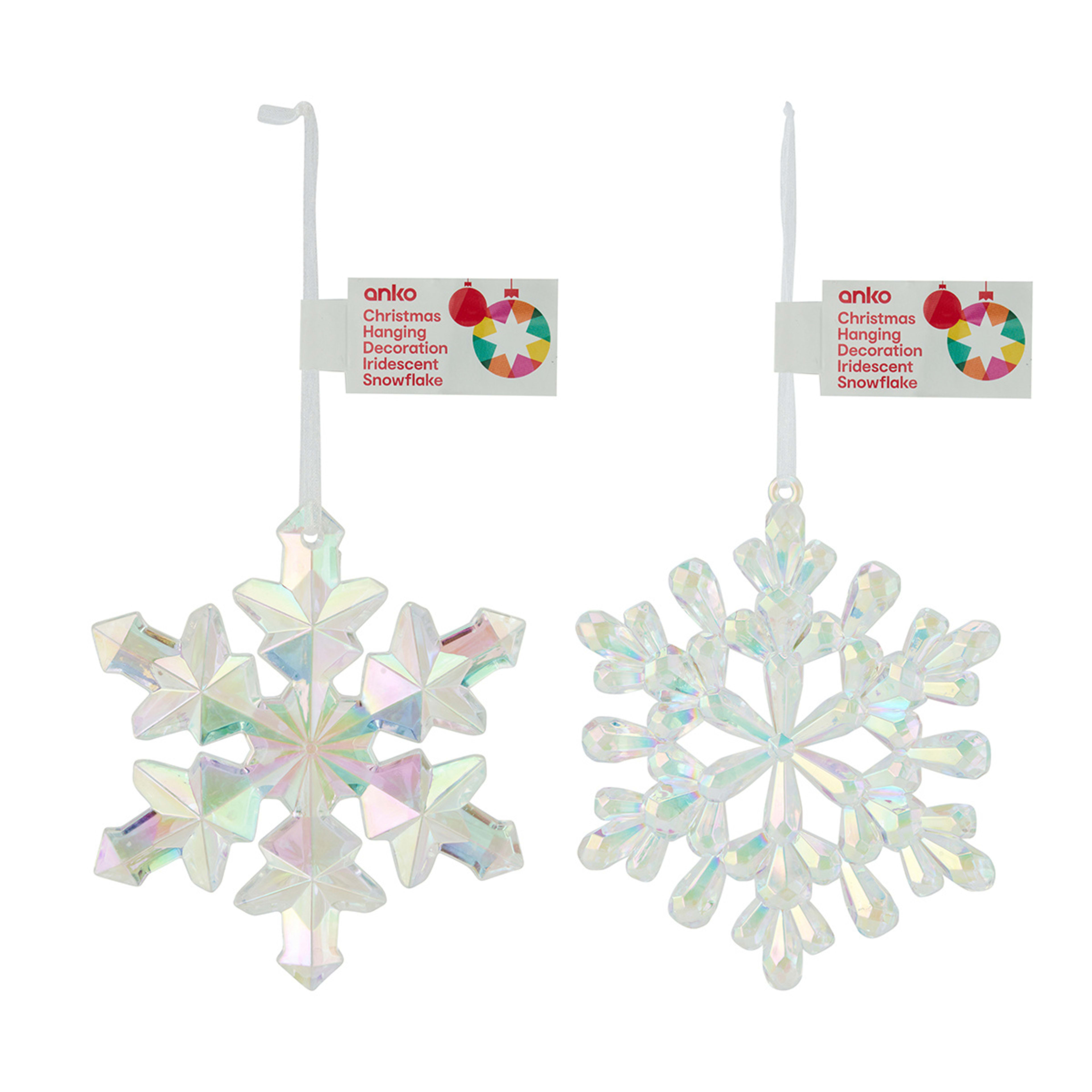 Christmas Iridescent Snowflake Hanging Decoration Assorted Kmart
