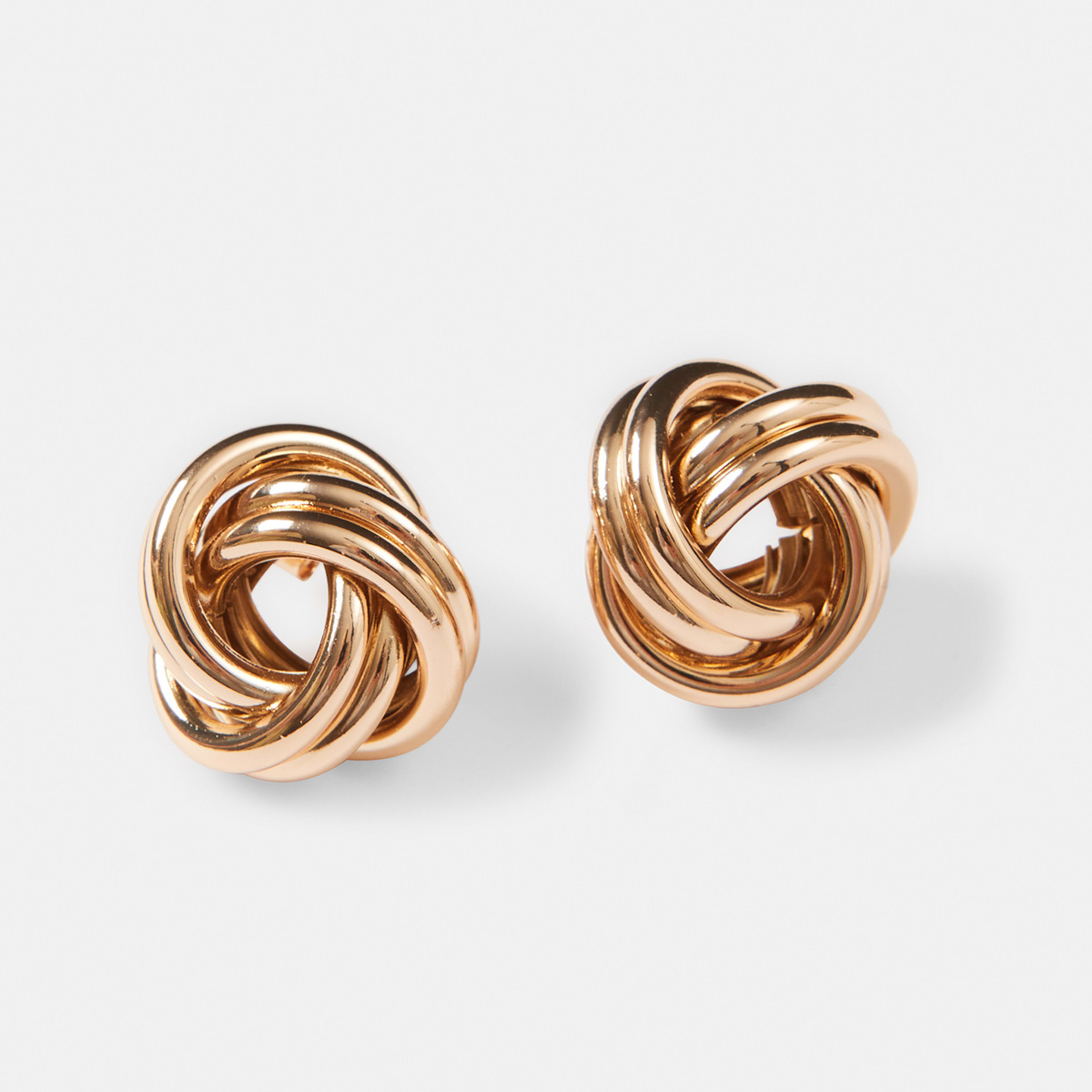 2 Knot Stud Earrings - Gold Tone Gold, 2 of 4