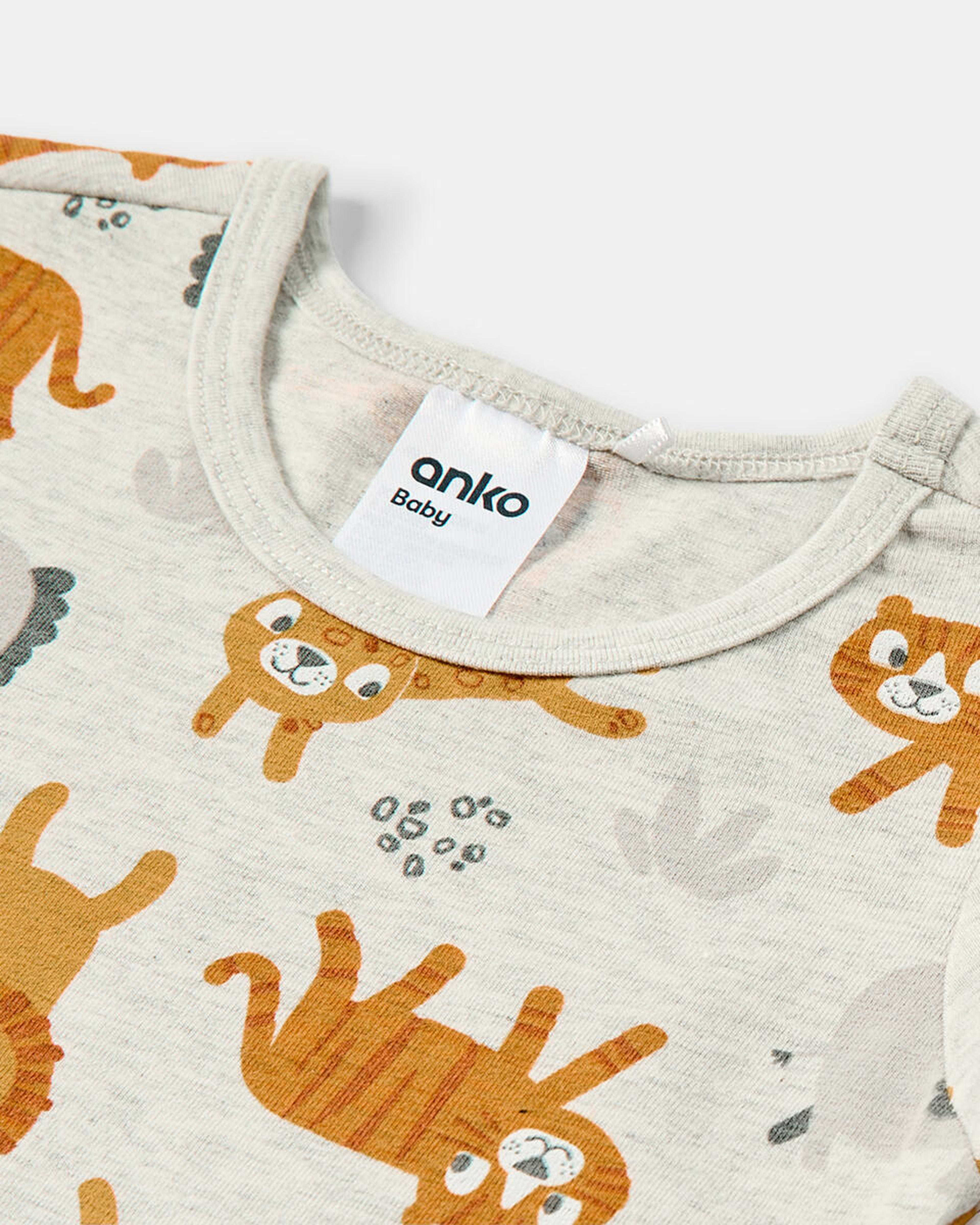 6 3 Pack Short Sleeve Bodysuits Jungle, 6 of 8