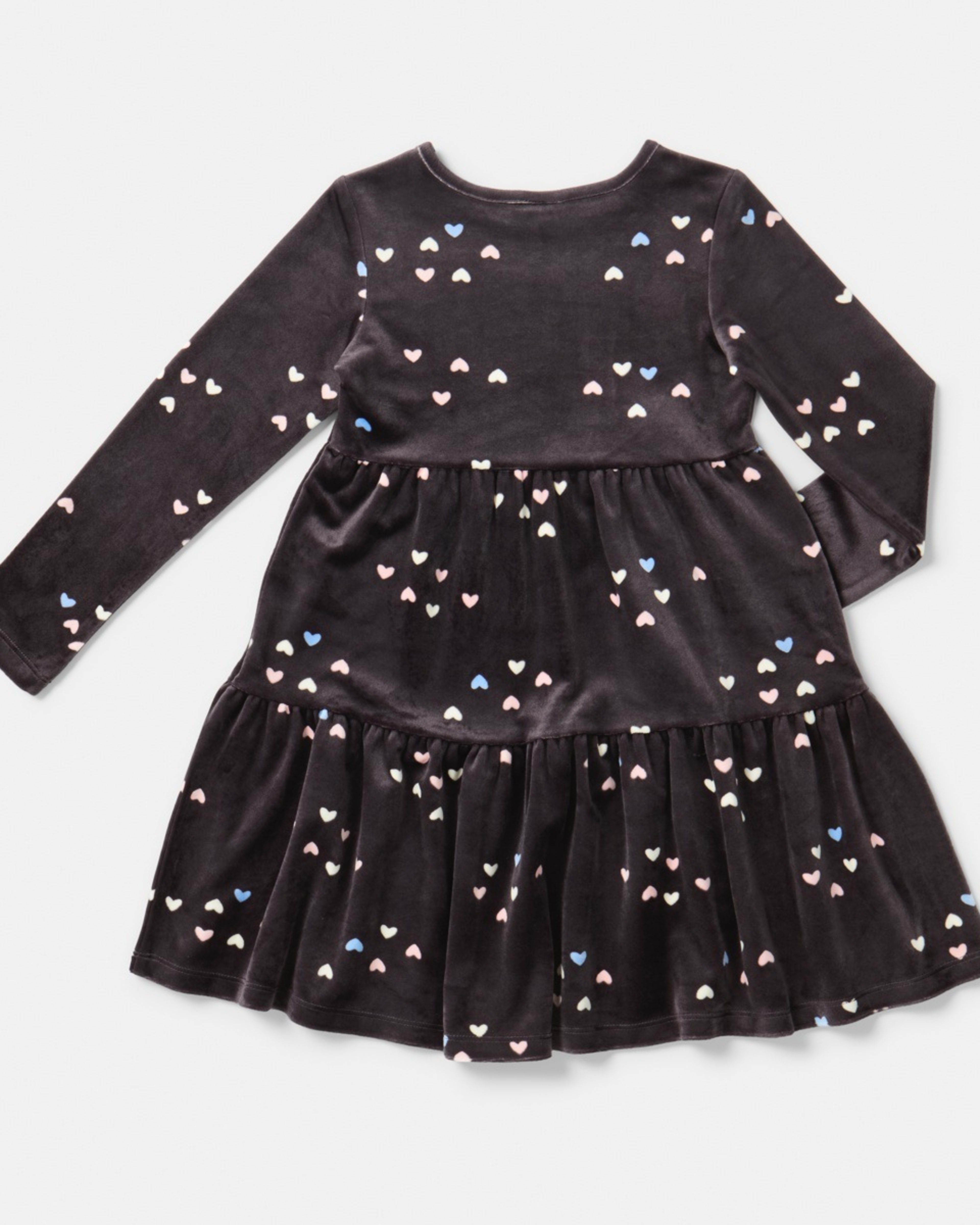 9 Long Sleeve Velour Tier Dress Hearts, 9 of 9