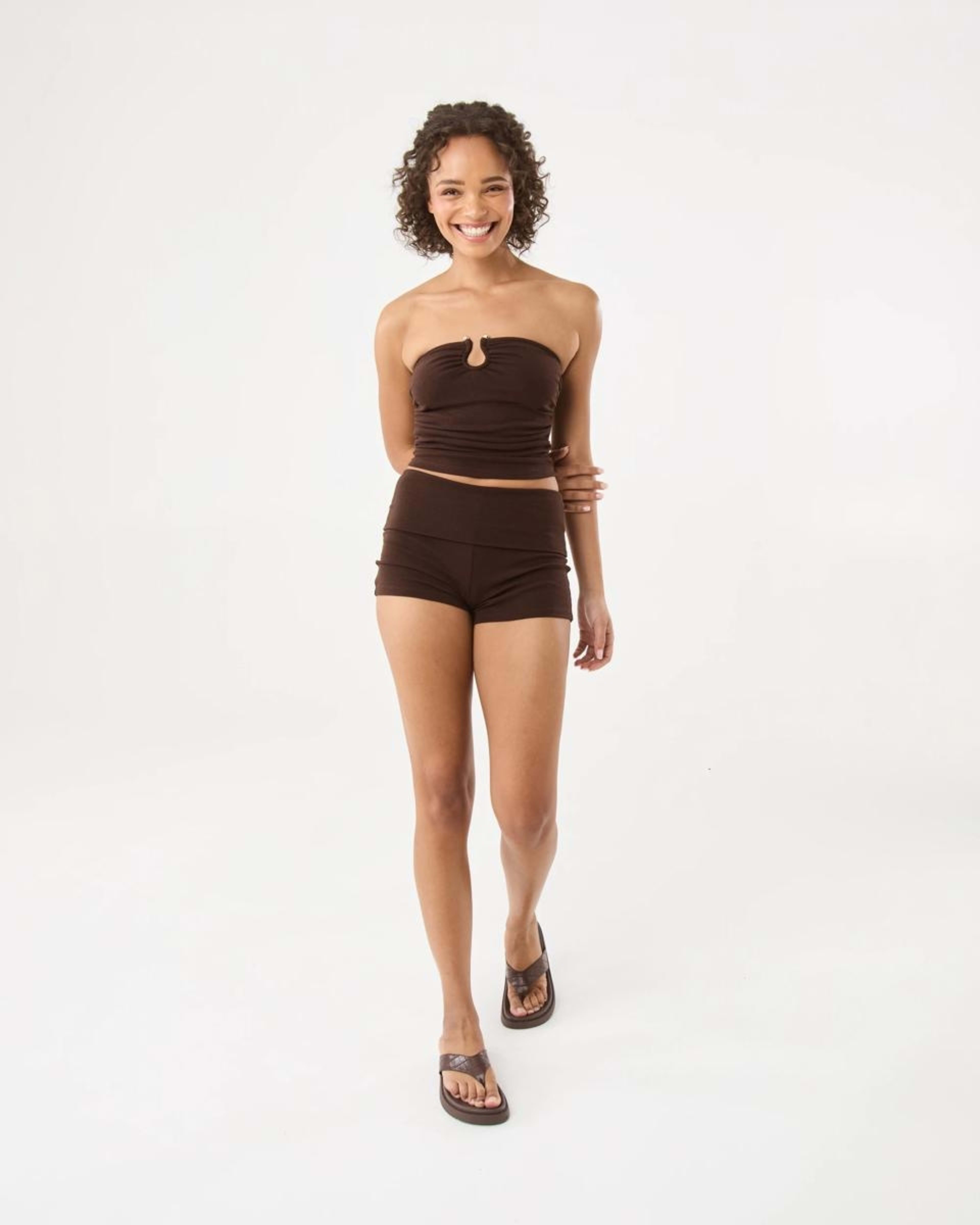 2 Fold Over Mini Shorts Melt Brown, 2 of 6