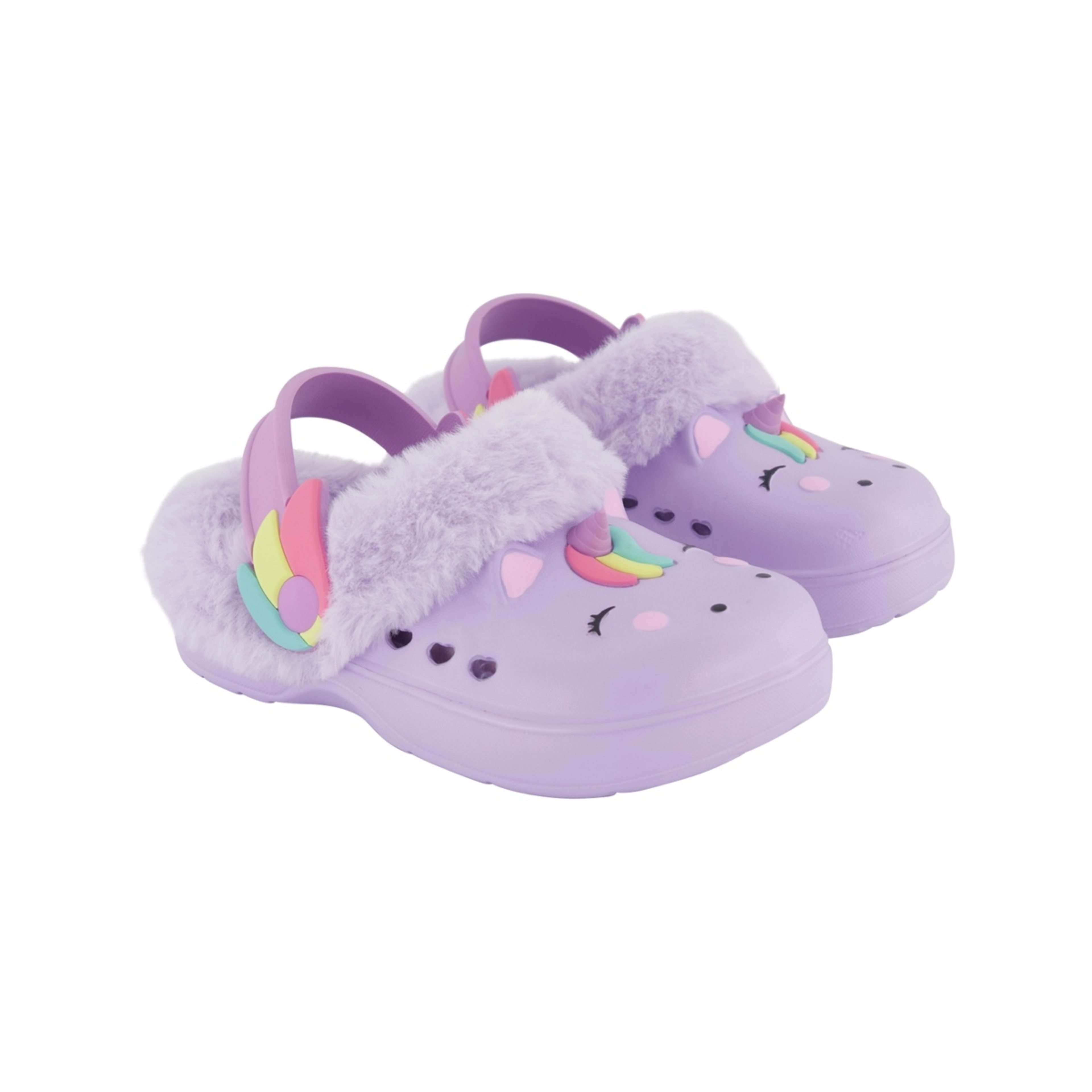 2 Junior Faux Fur Lined Clogs Ashley Lilac Unicorn, 2 of 4