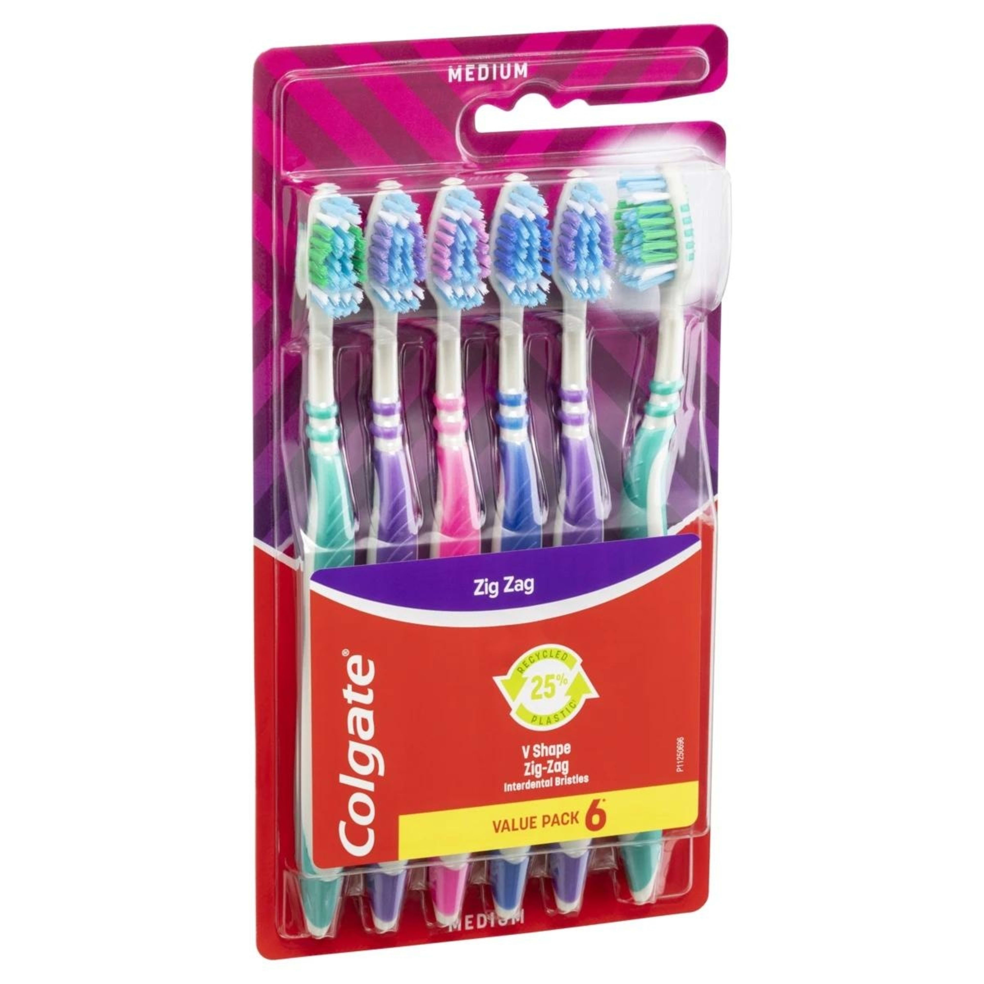 1 Colgate 6 Pack Medium ZigZag Toothbrushes, 1 of 8