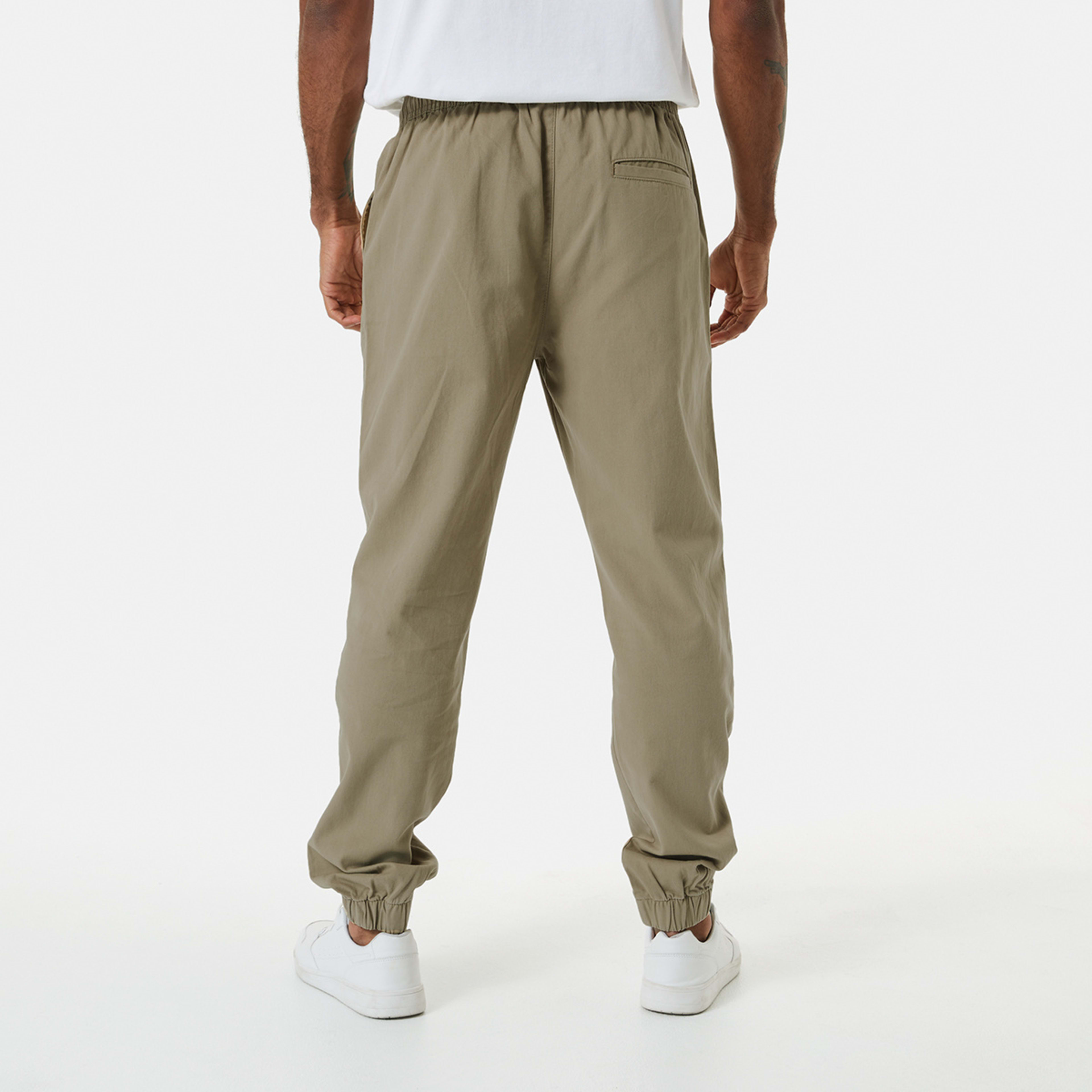 3 Elastic Waist Jogger Pants Khaki Beig, 3 of 5