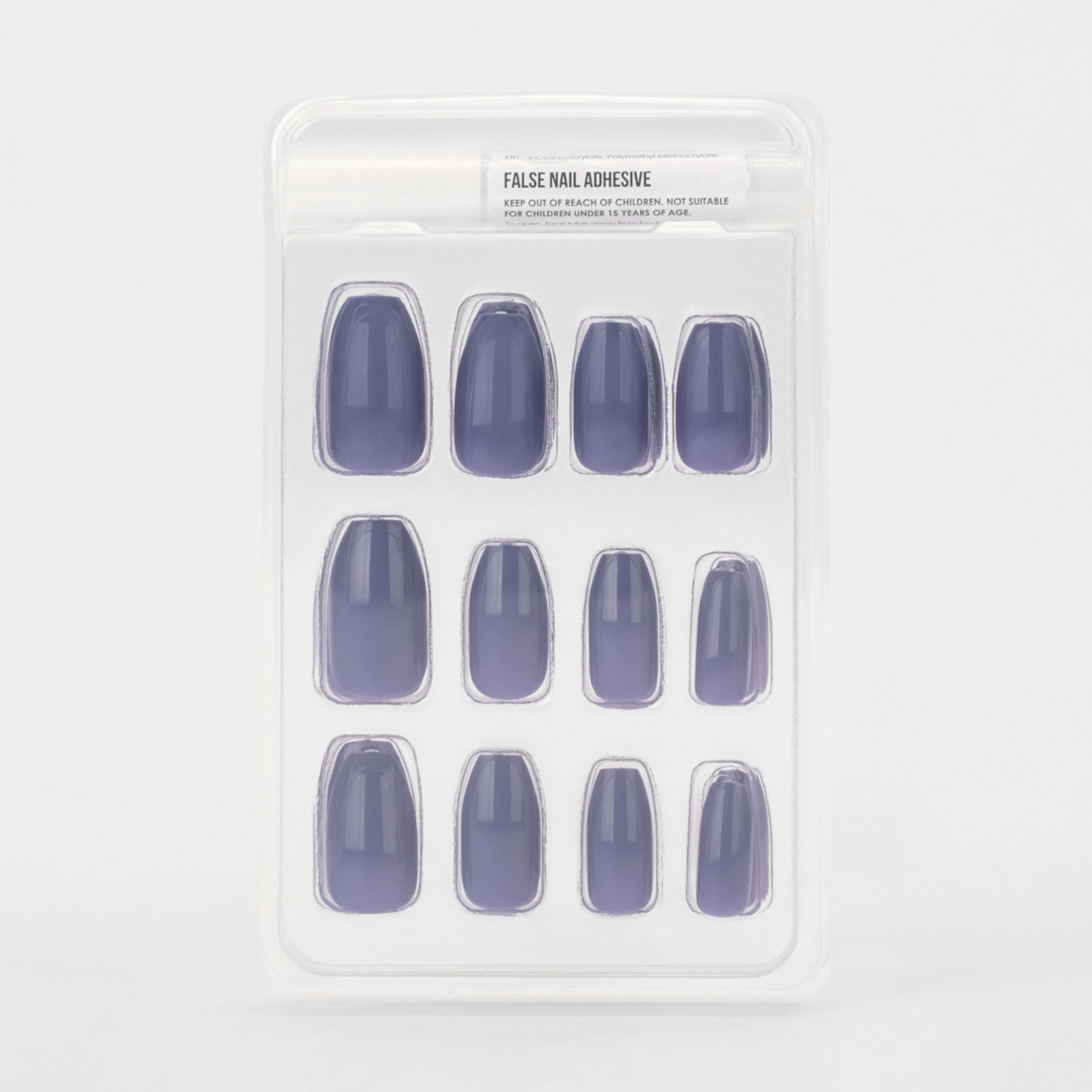 OXX Cosmetics 24 Pack False Nails with Adhesive Coffin Shape, Deep