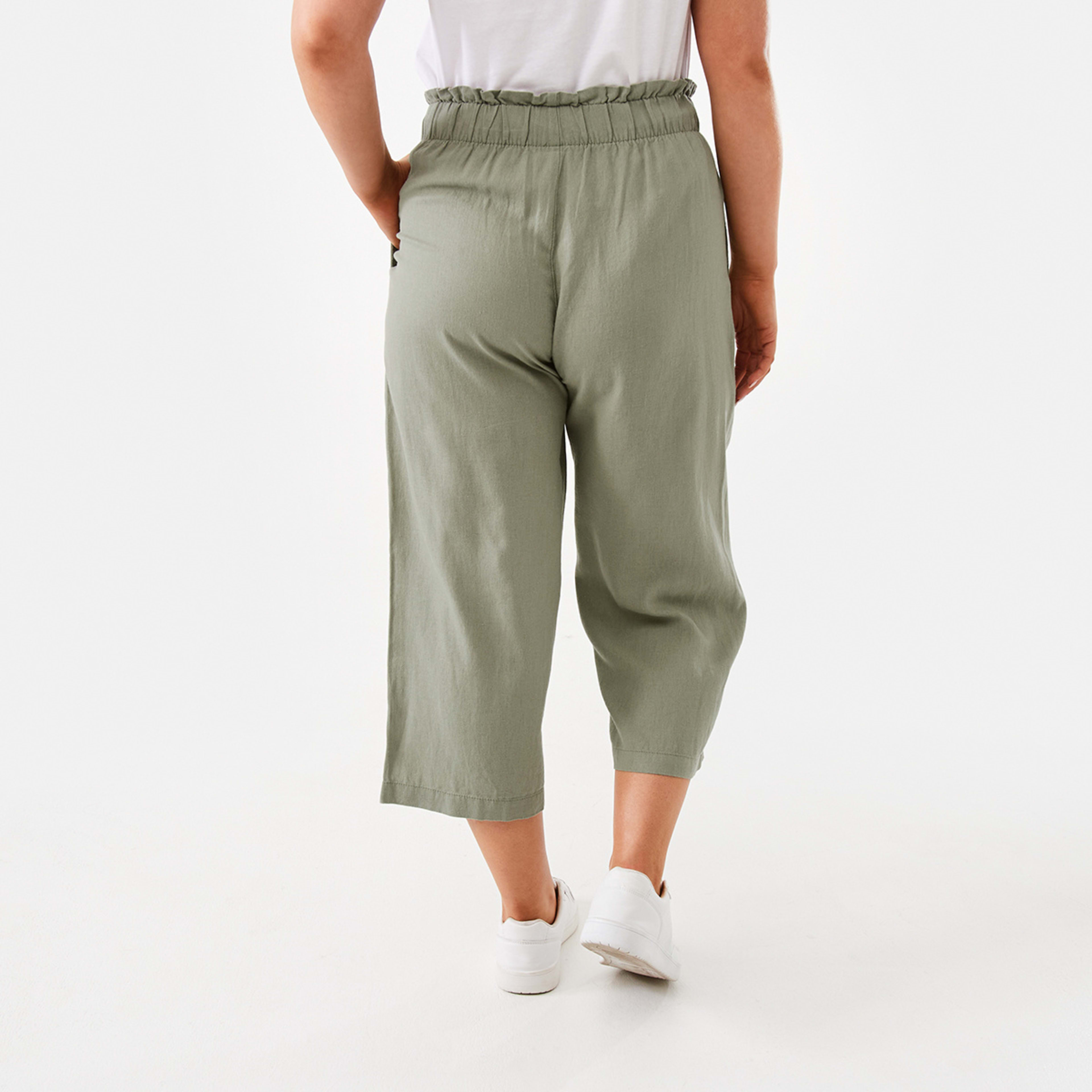 3 Linen Blend Culotte Soft Khaki, 3 of 5