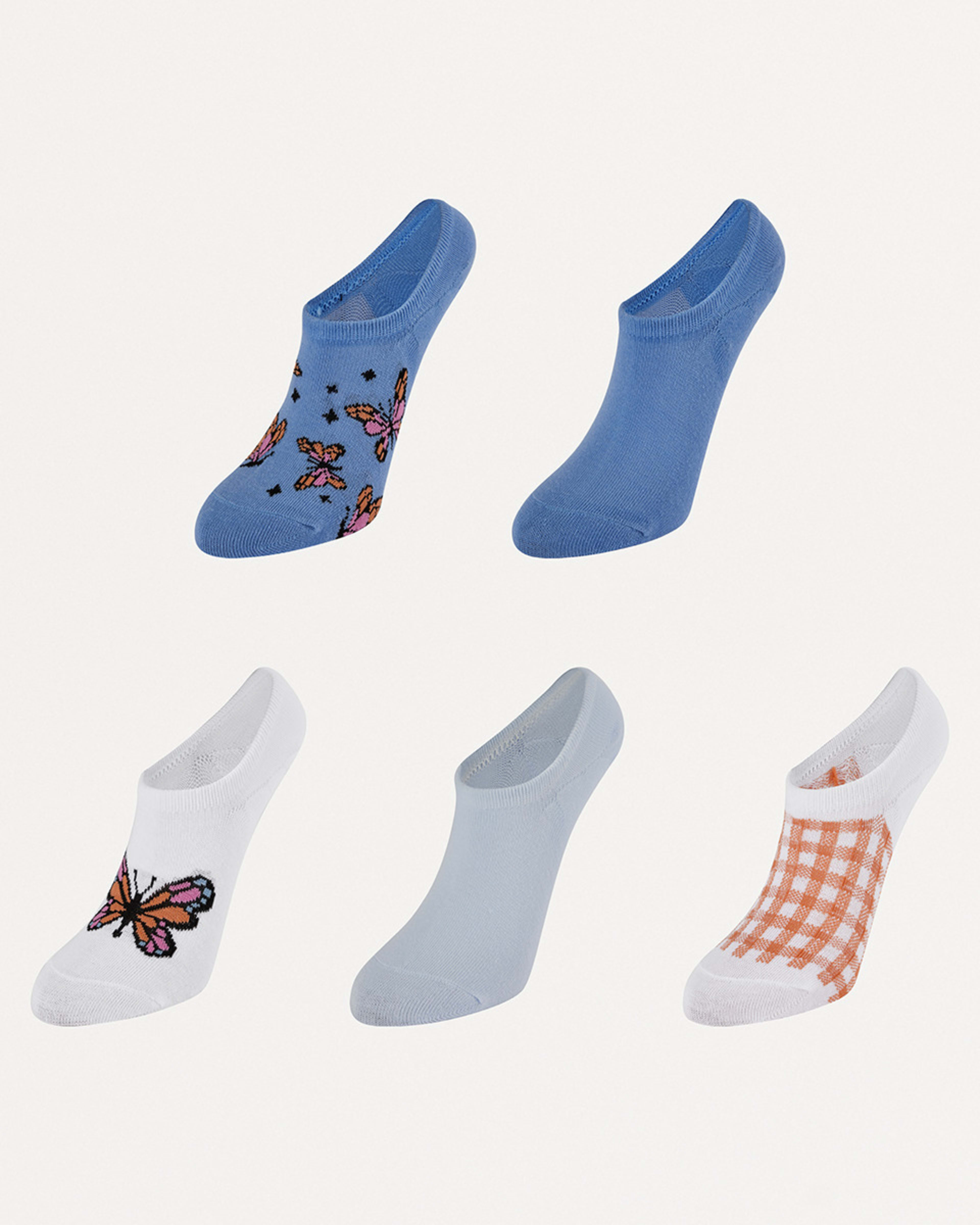 1 5 Pack Jacquard Sneaker Socks Butterfly, 1 of 3