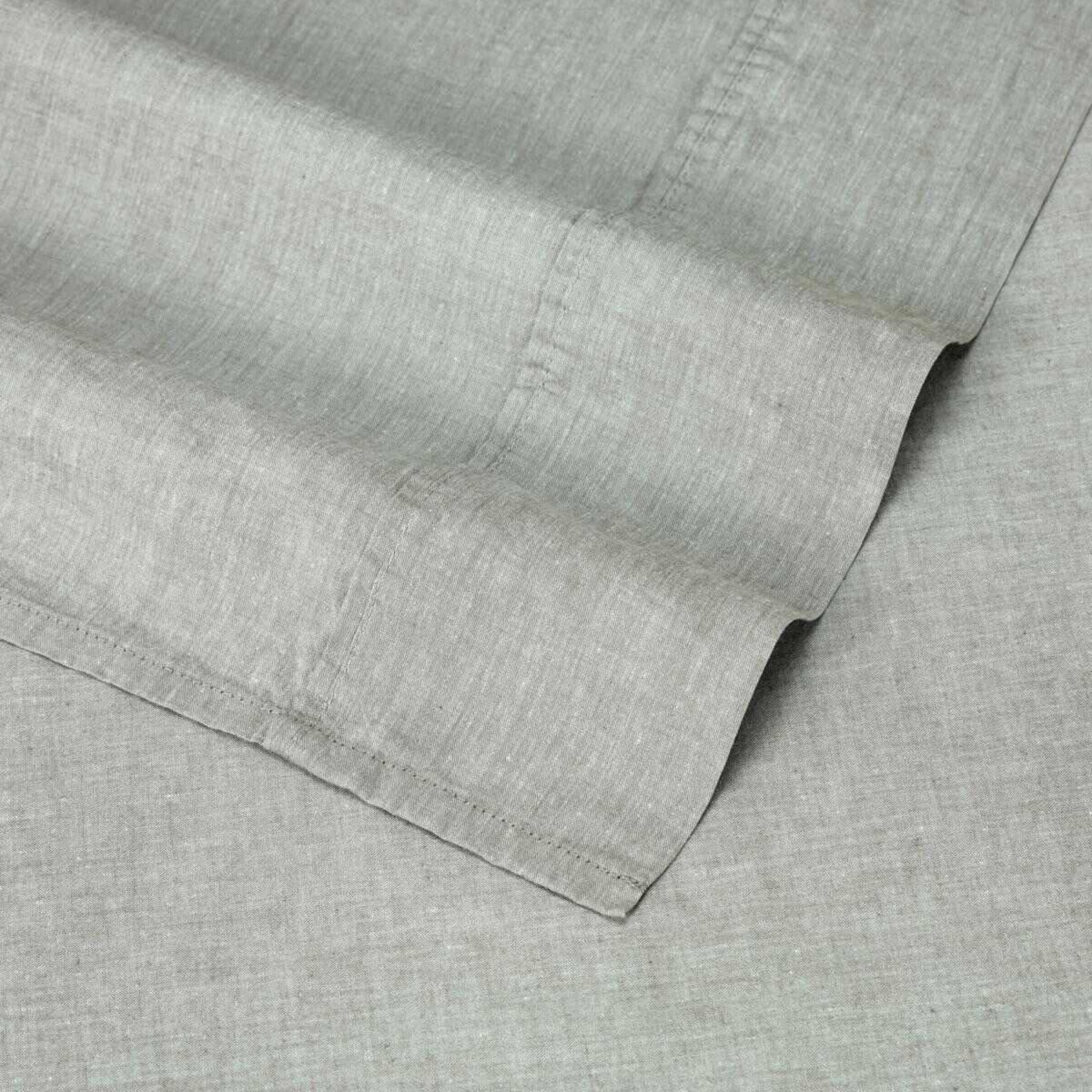 4 Stonewashed Chambray Cotton Sheet Set - Queen Bed, Sage, 4 of 7