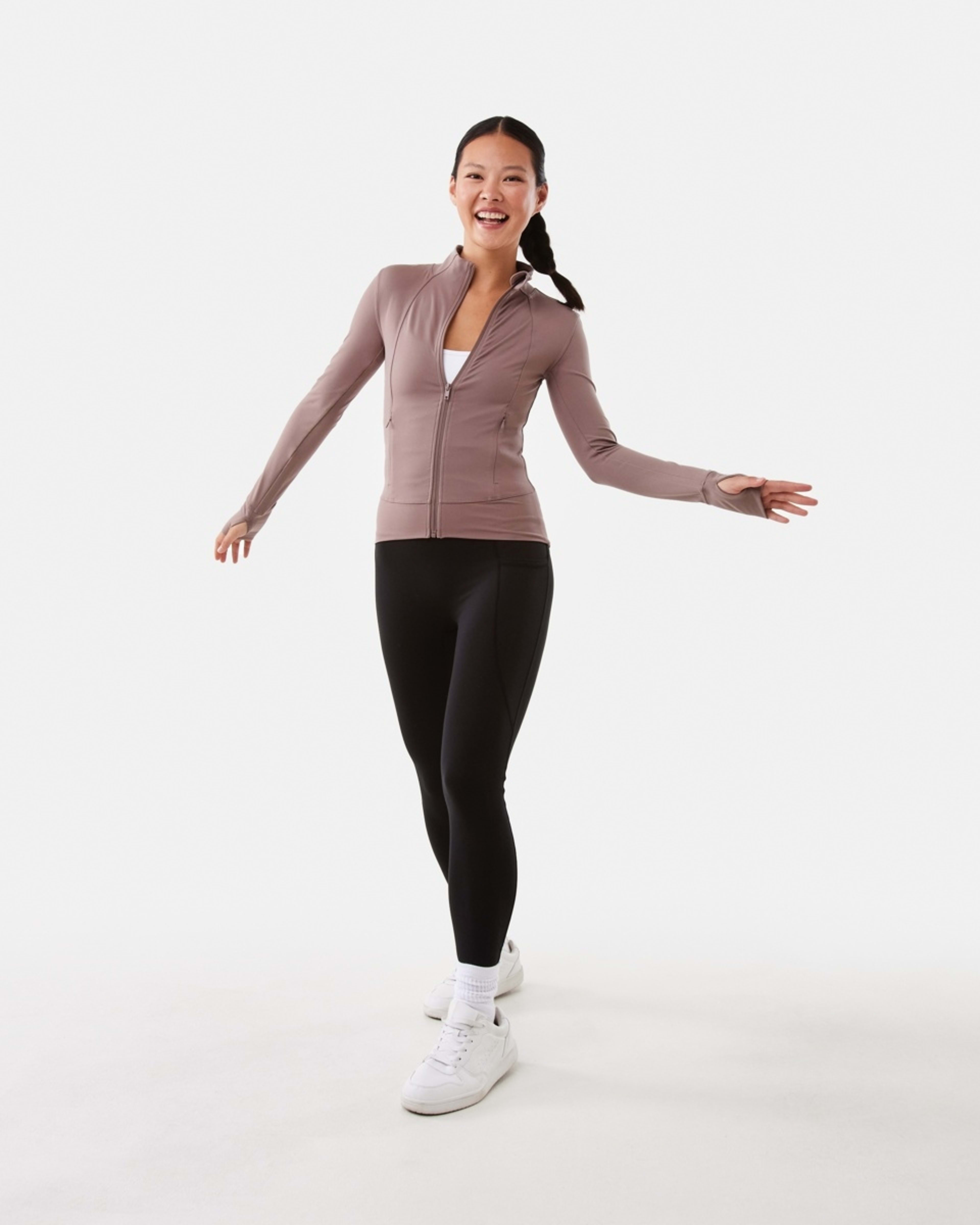 2 Active Womens Long Sleeve Ultrasoft Jacket Taupe Tawn, 2 of 7