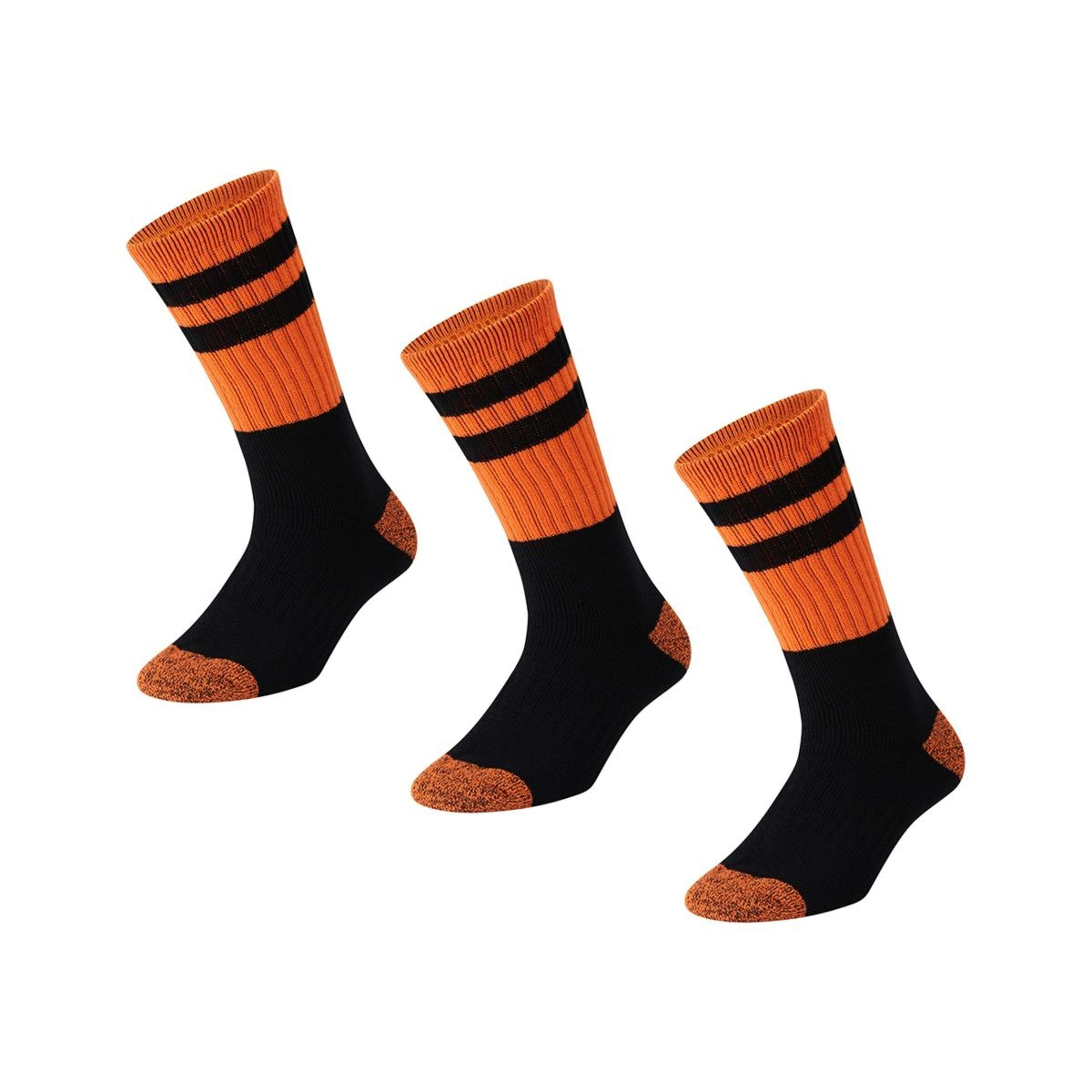 1 3 Pack Heavy Duty Work Socks Black Orange, 1 of 3