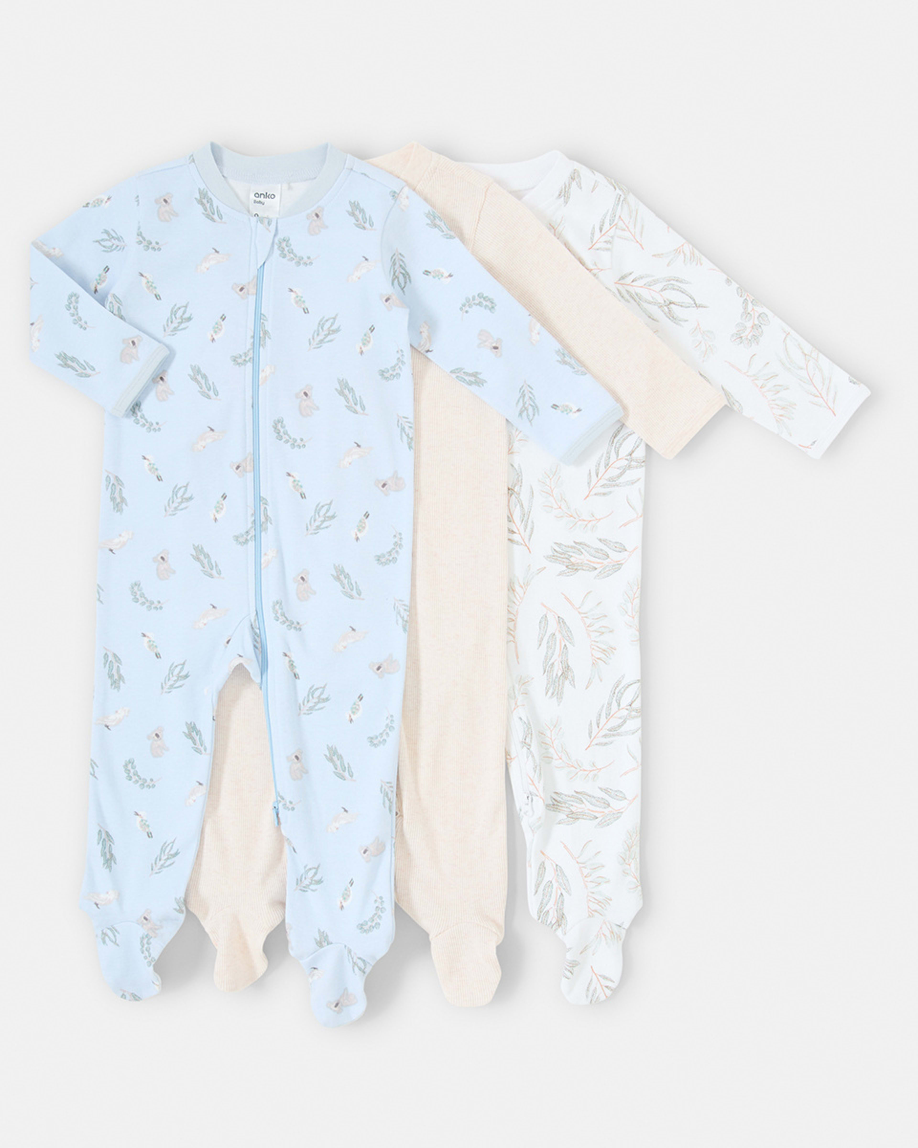 1 3 Pack Coveralls Aus Animal, 1 of 8