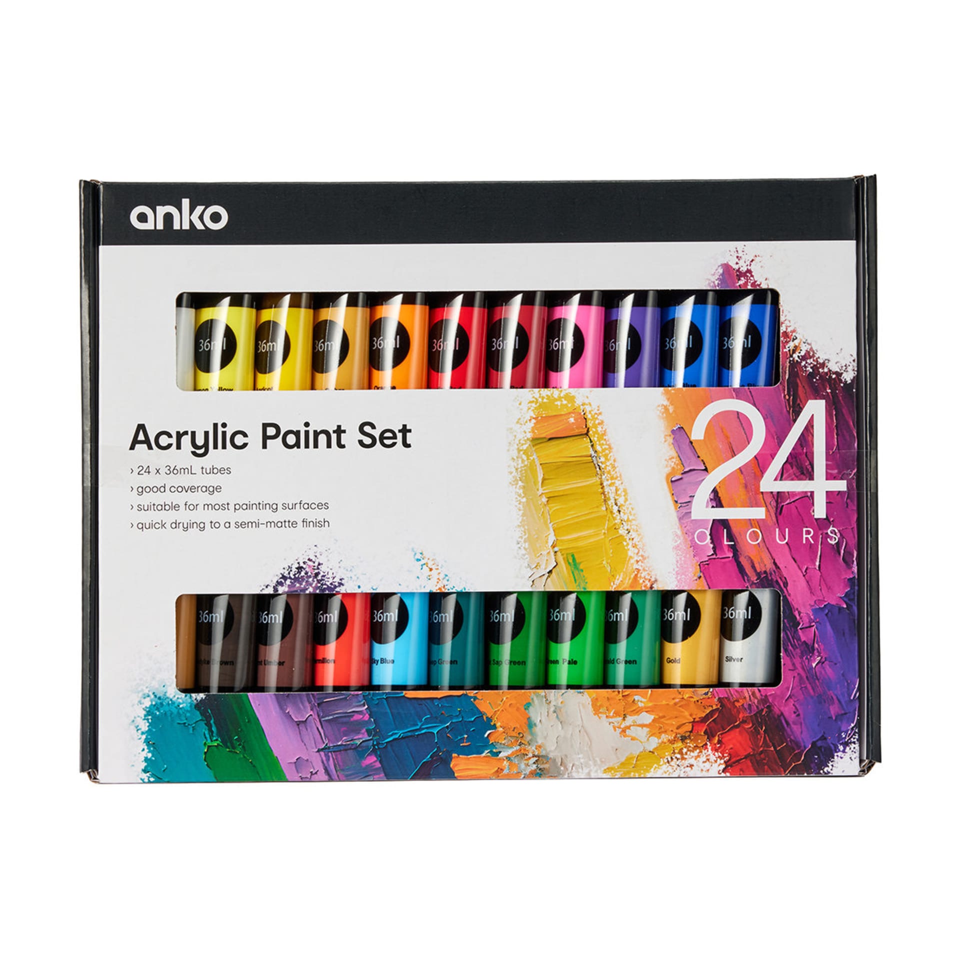 24 Pack Acrylic Paint Set Kmart NZ