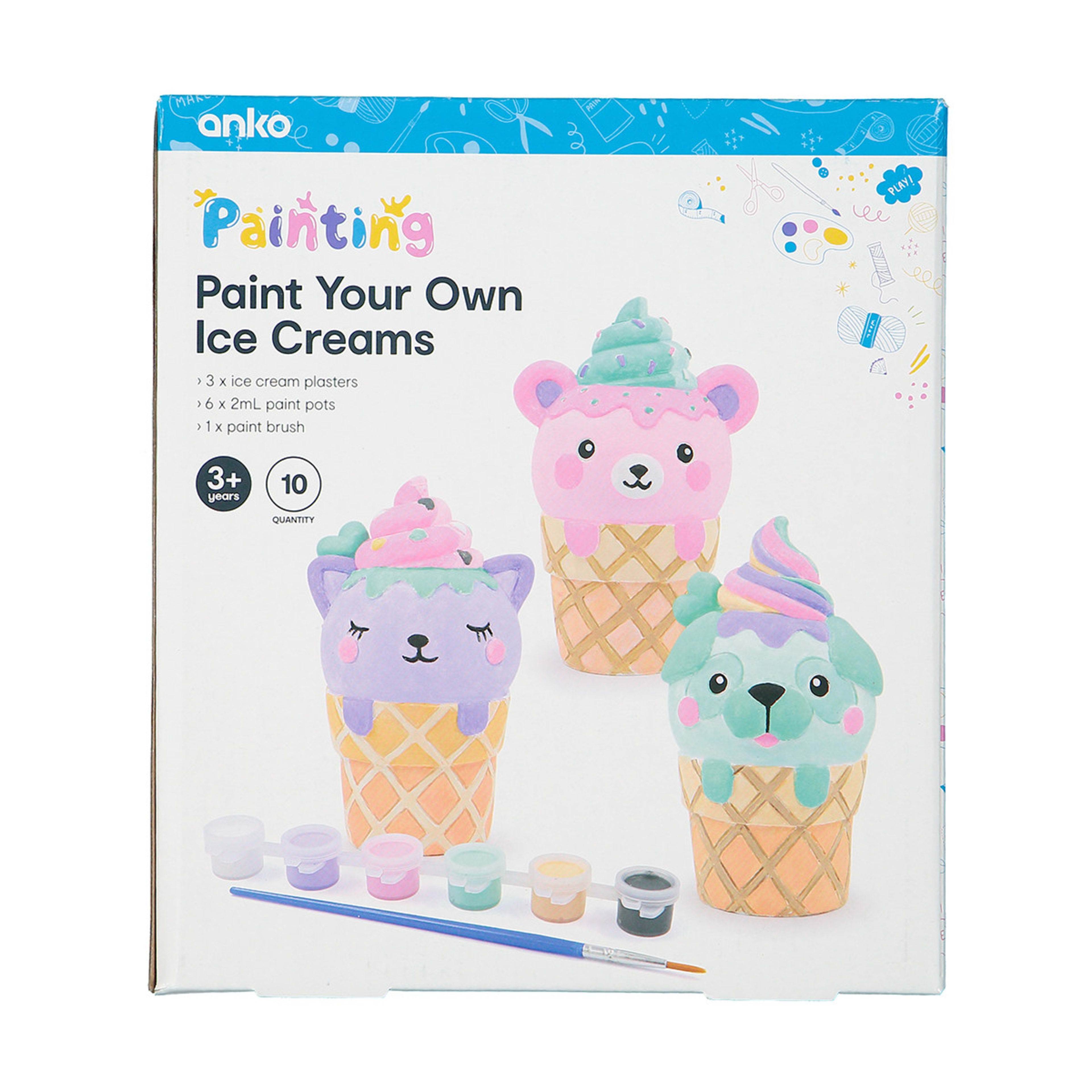 10 Piece Paint Your Own Ice Creams Set Kmart