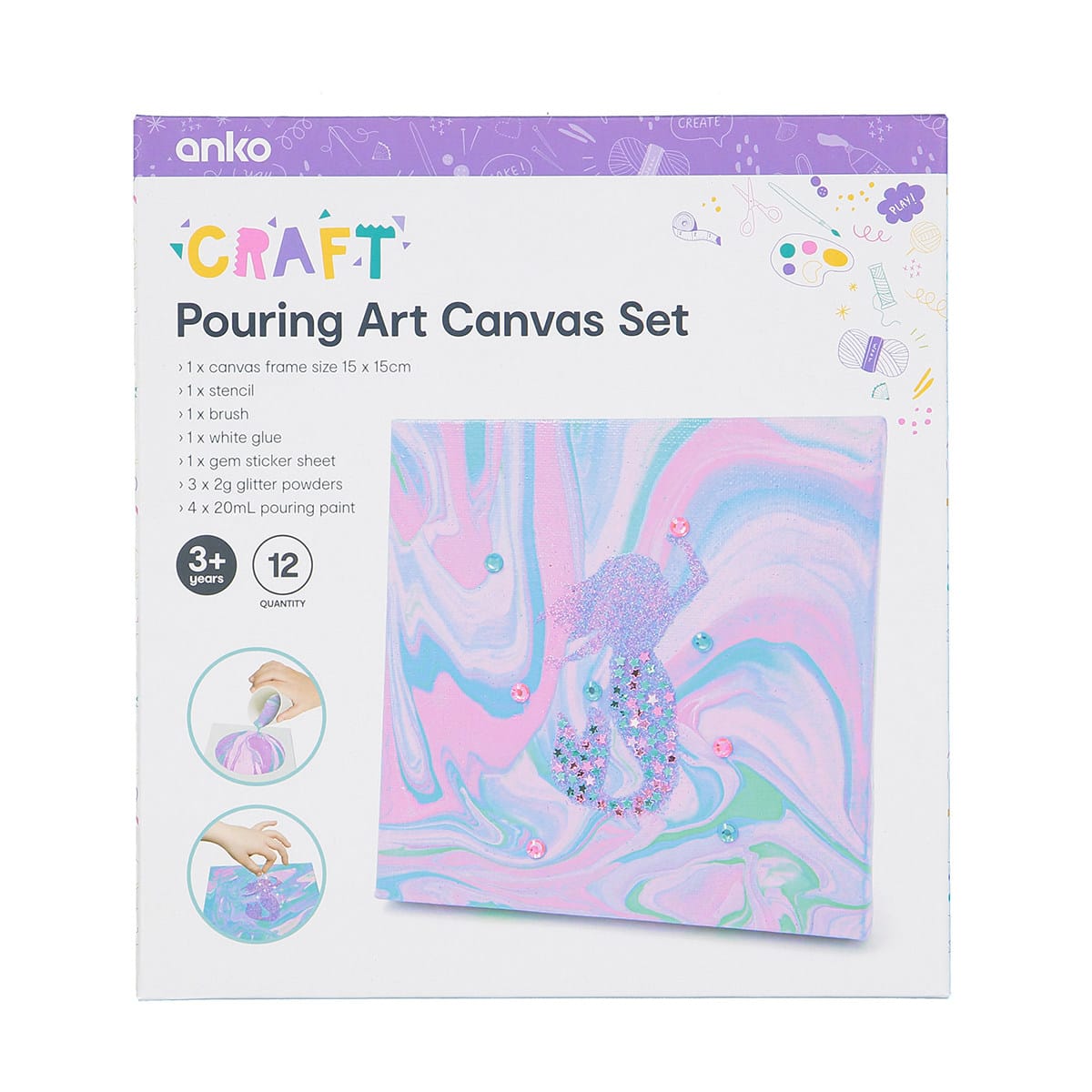 12 Piece Pouring Art Canvas Set - Kmart