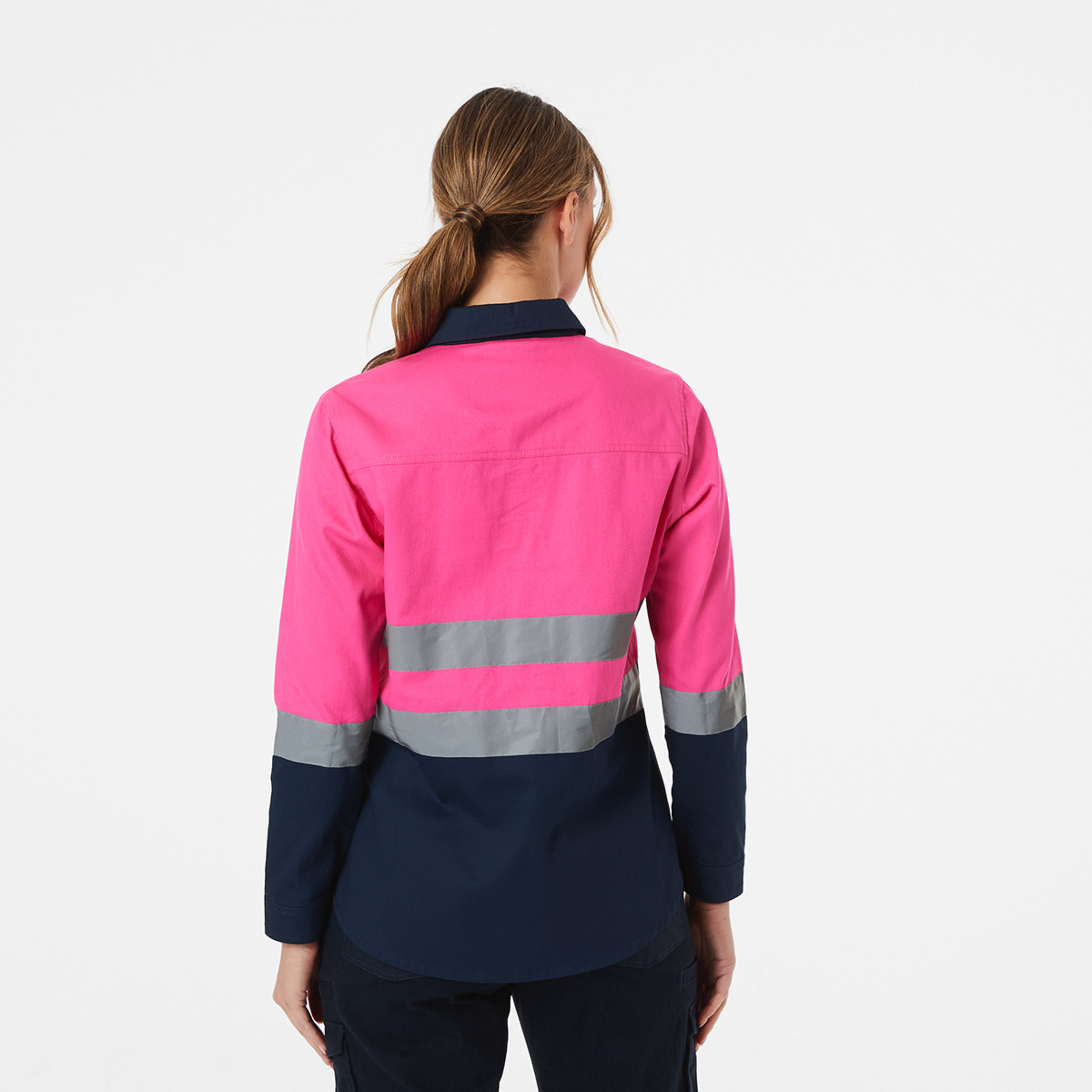 3 Workwear Long Sleeve Fluro Shirt Pink, 3 of 4