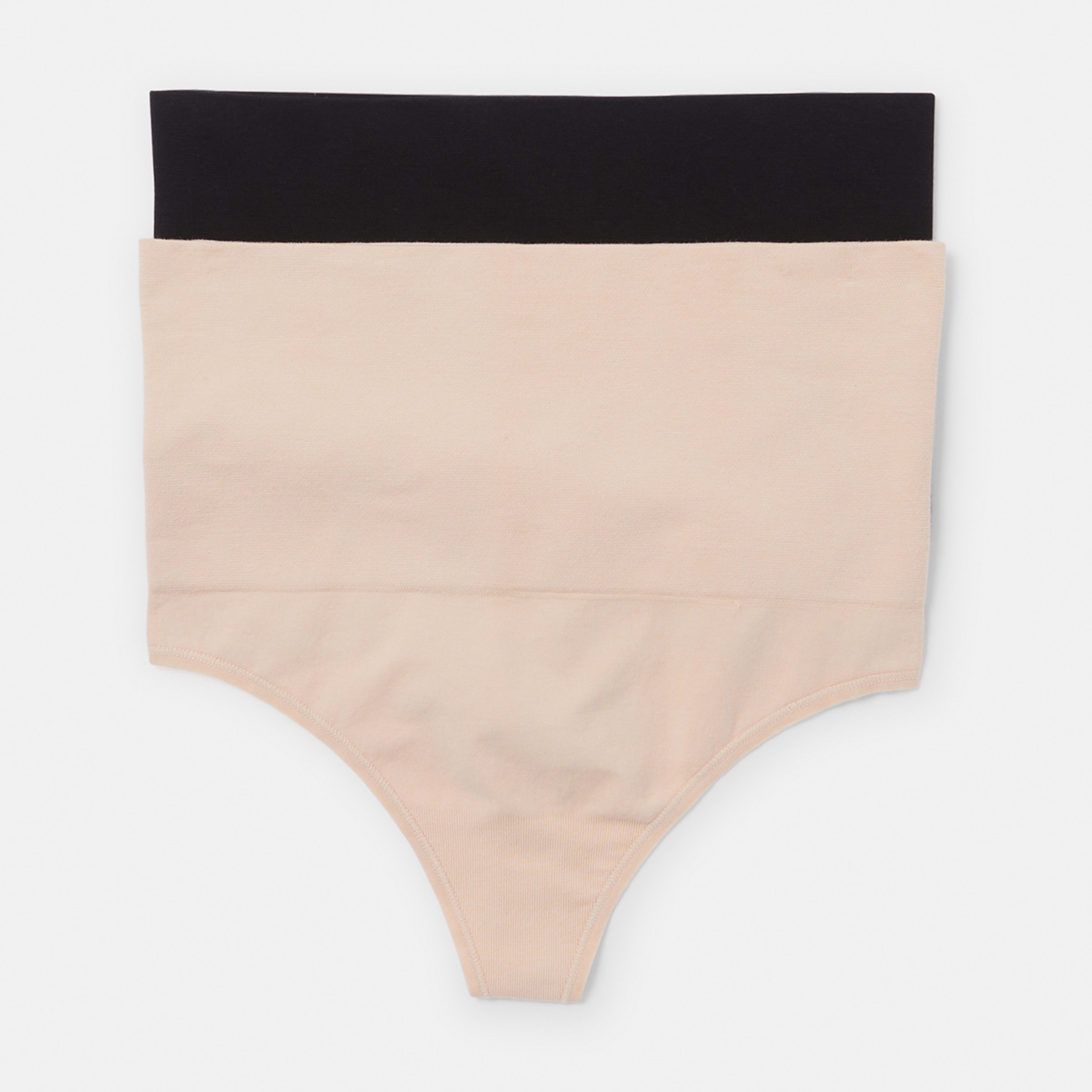 1 2 Pack Cotton Blend Seamfree Shaping G-String Blk Beige, 1 of 6