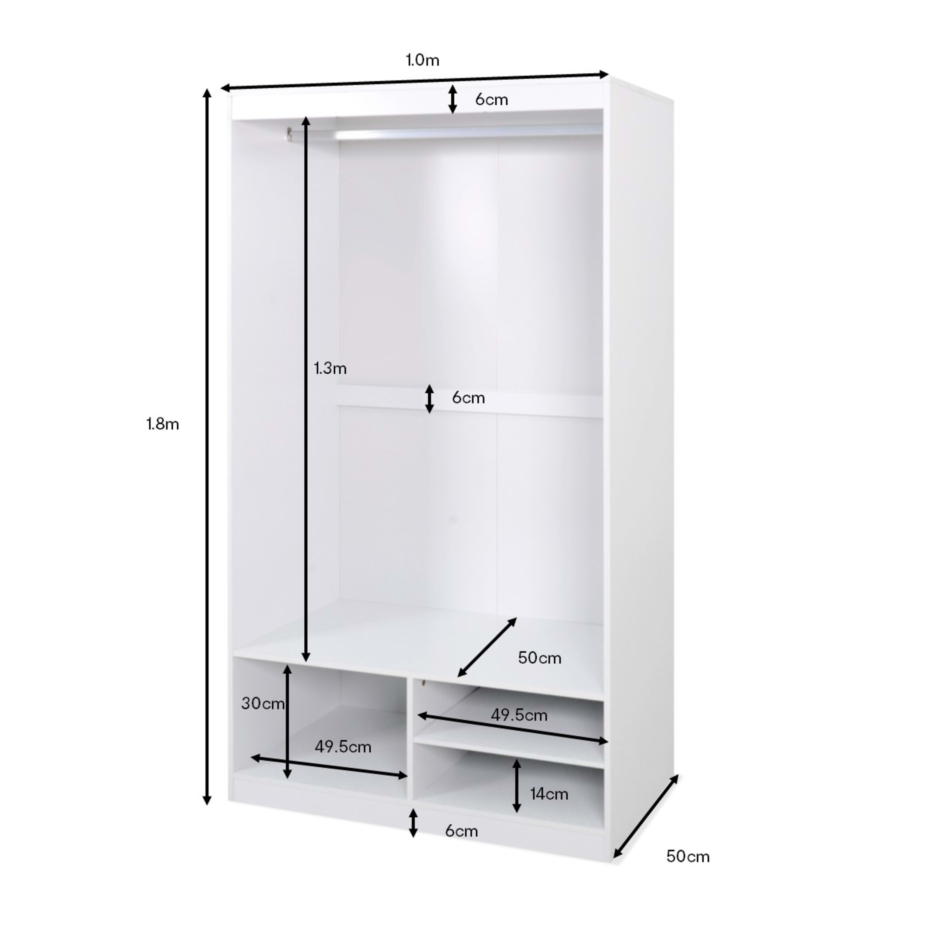 Owen Wardrobe Wide Hanging Rail with Storage Shelf Kmart