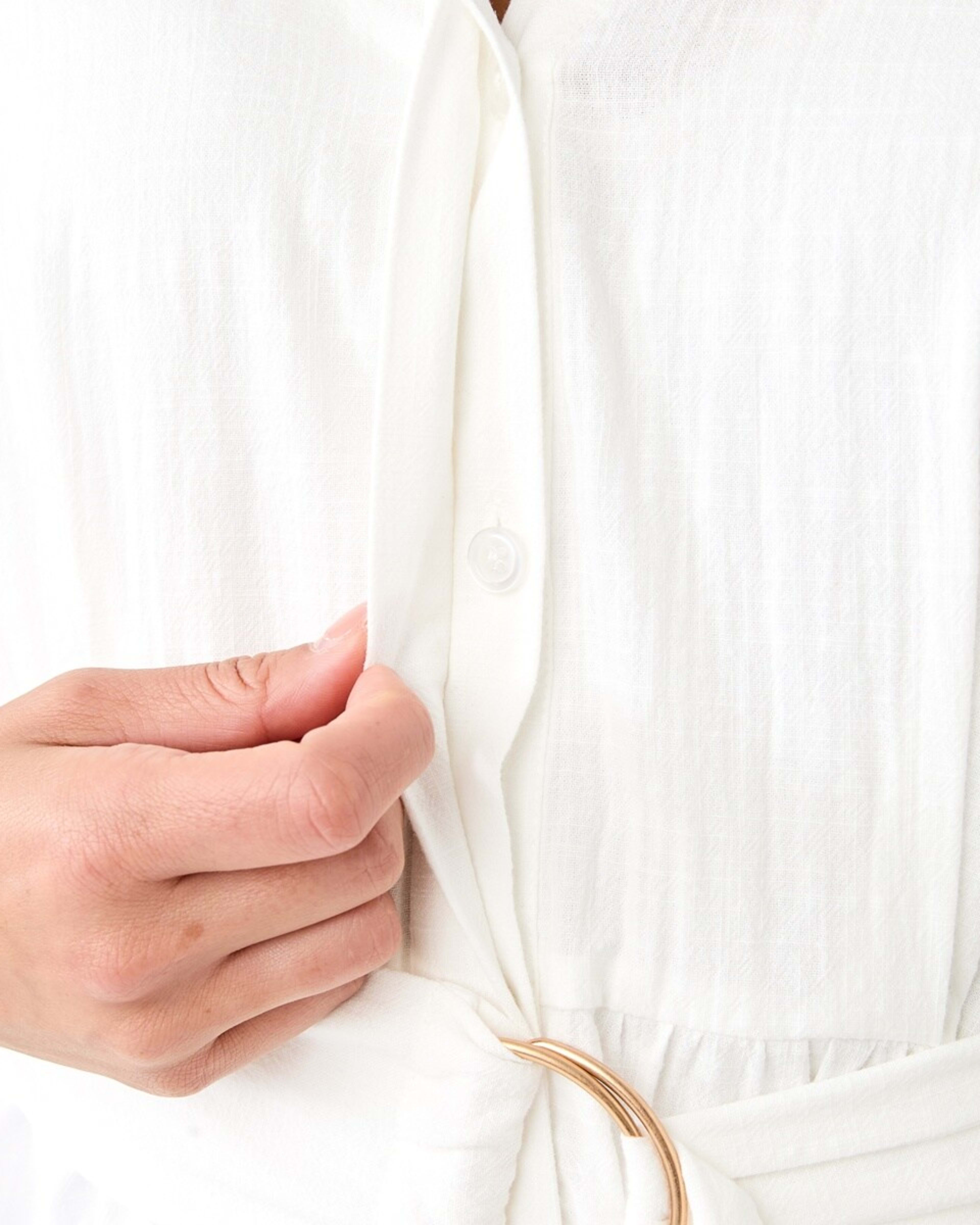 9 Short Sleeve Belted Midi Dress White, 9 of 9