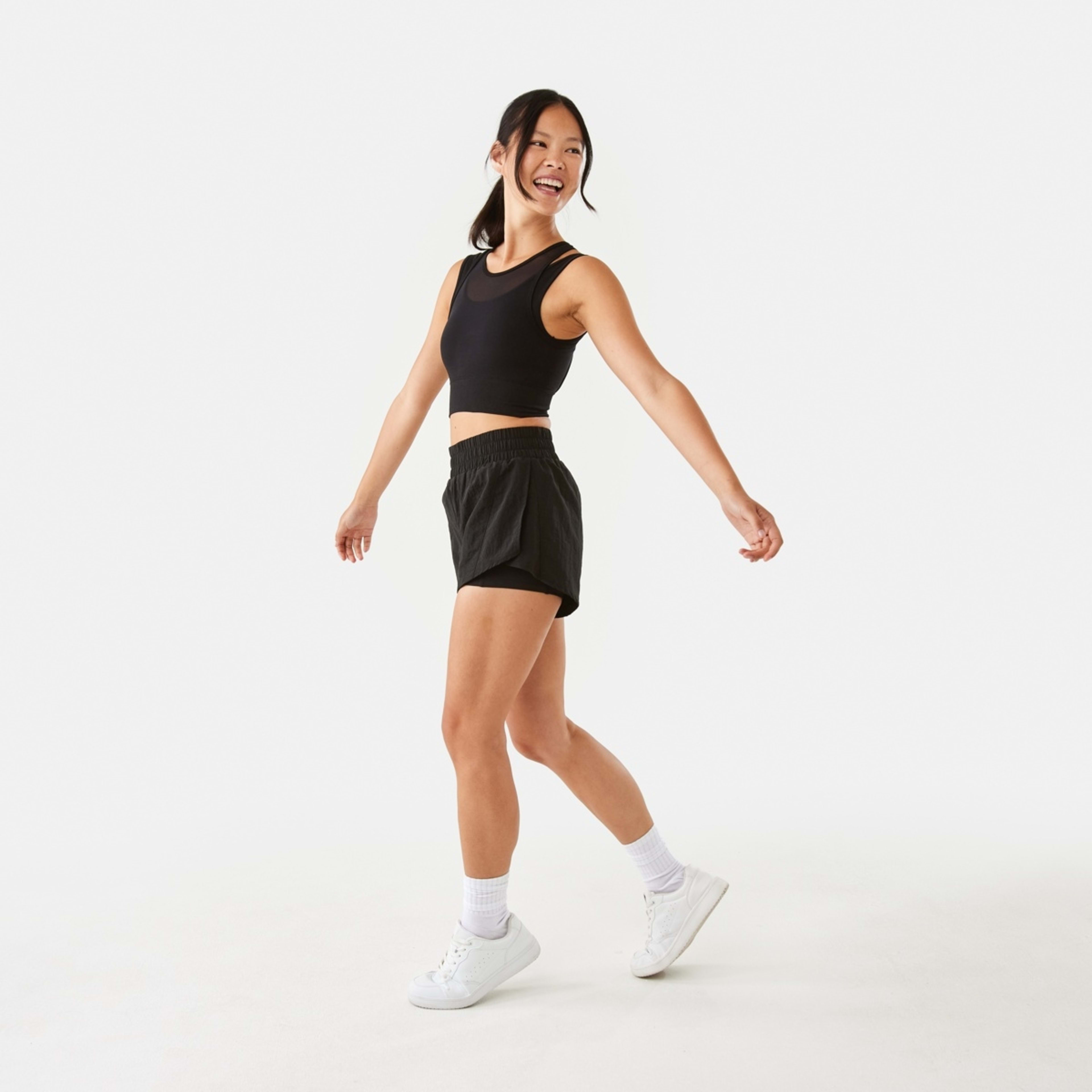 3 Active Womens Mesh Overlay Crop Top Black, 3 of 7