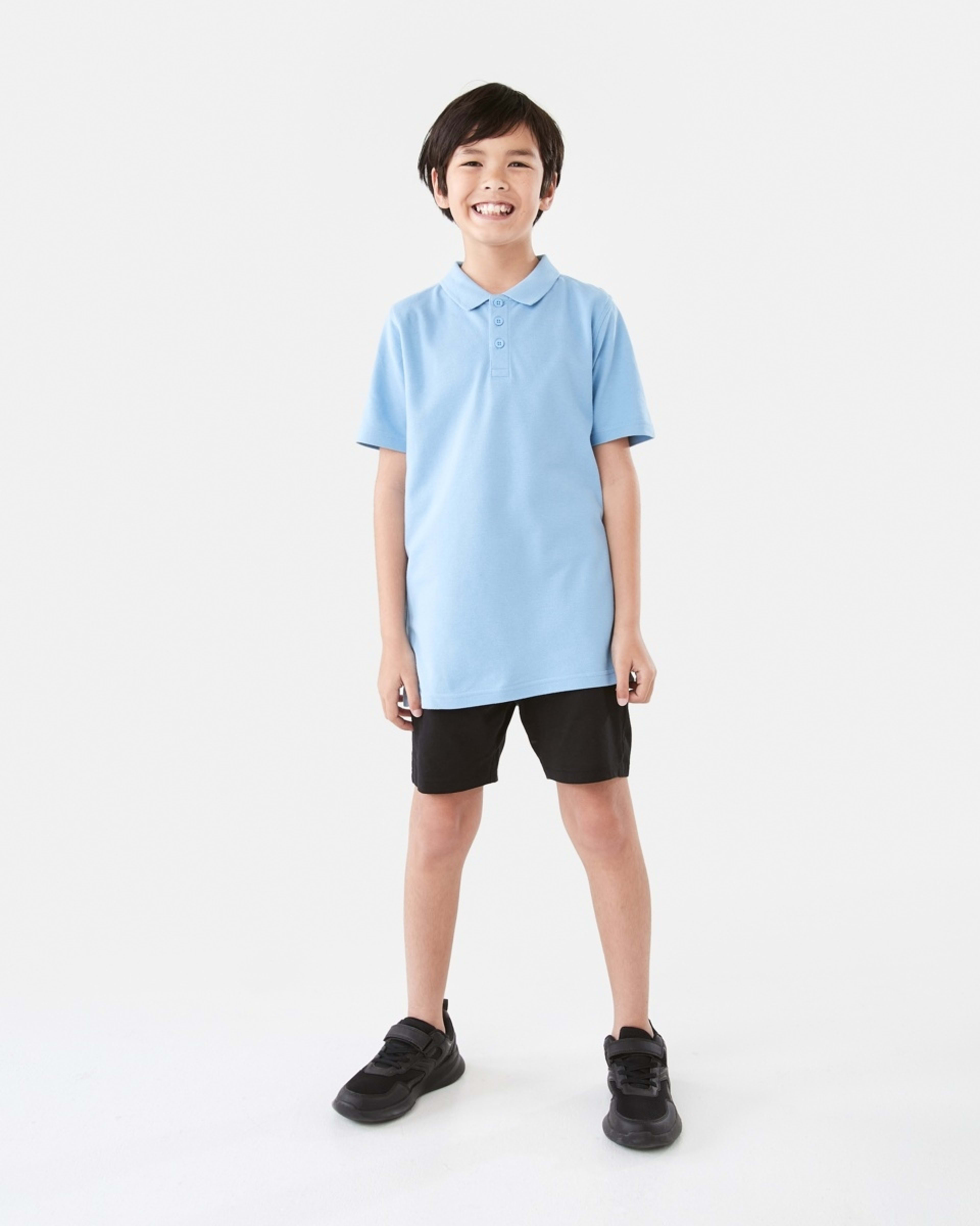 5 School Cotton Polo Shirt Mid Blue, 5 of 8