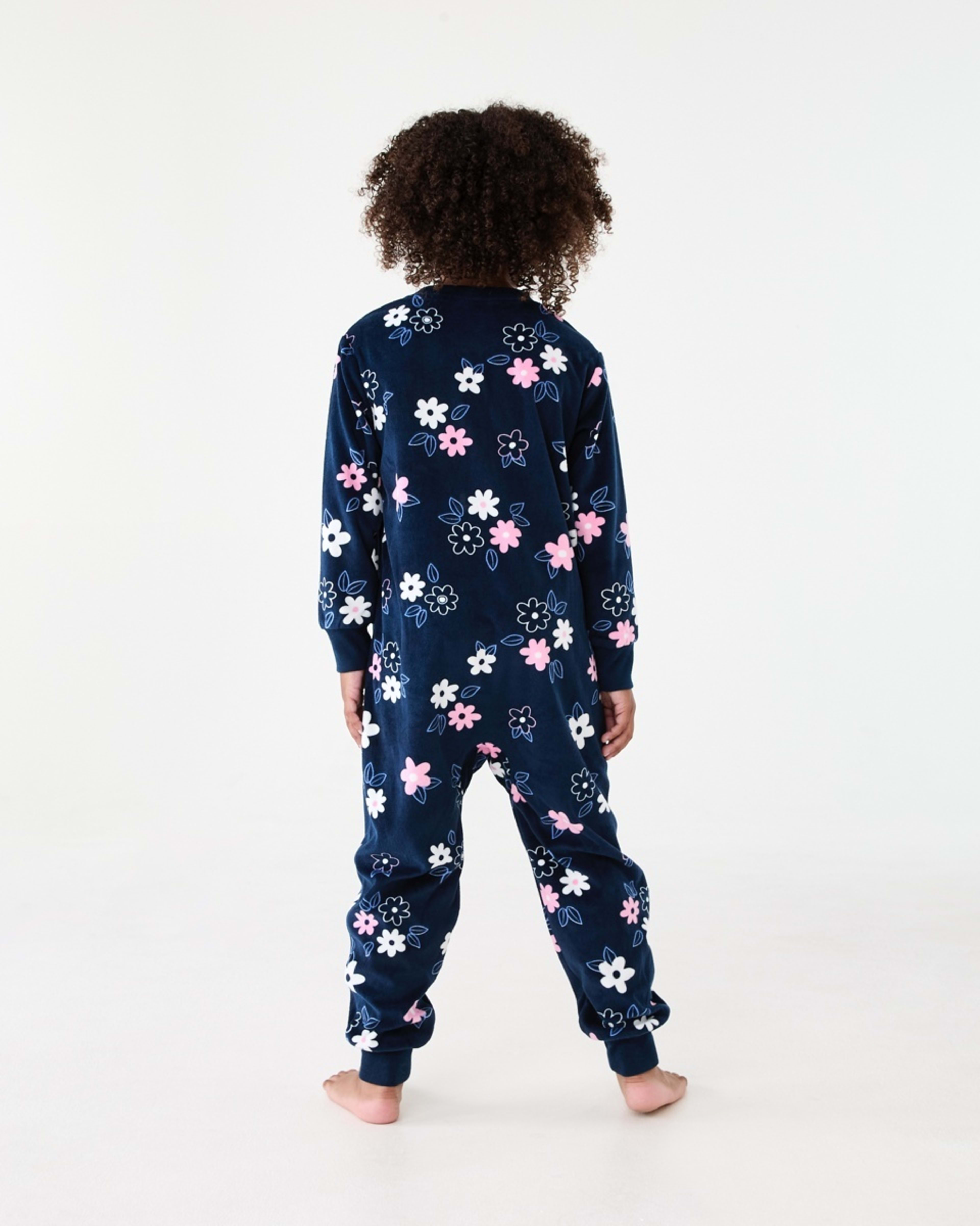2 Fleece All-In-One Sleepsuit Nvy Flwr, 2 of 9