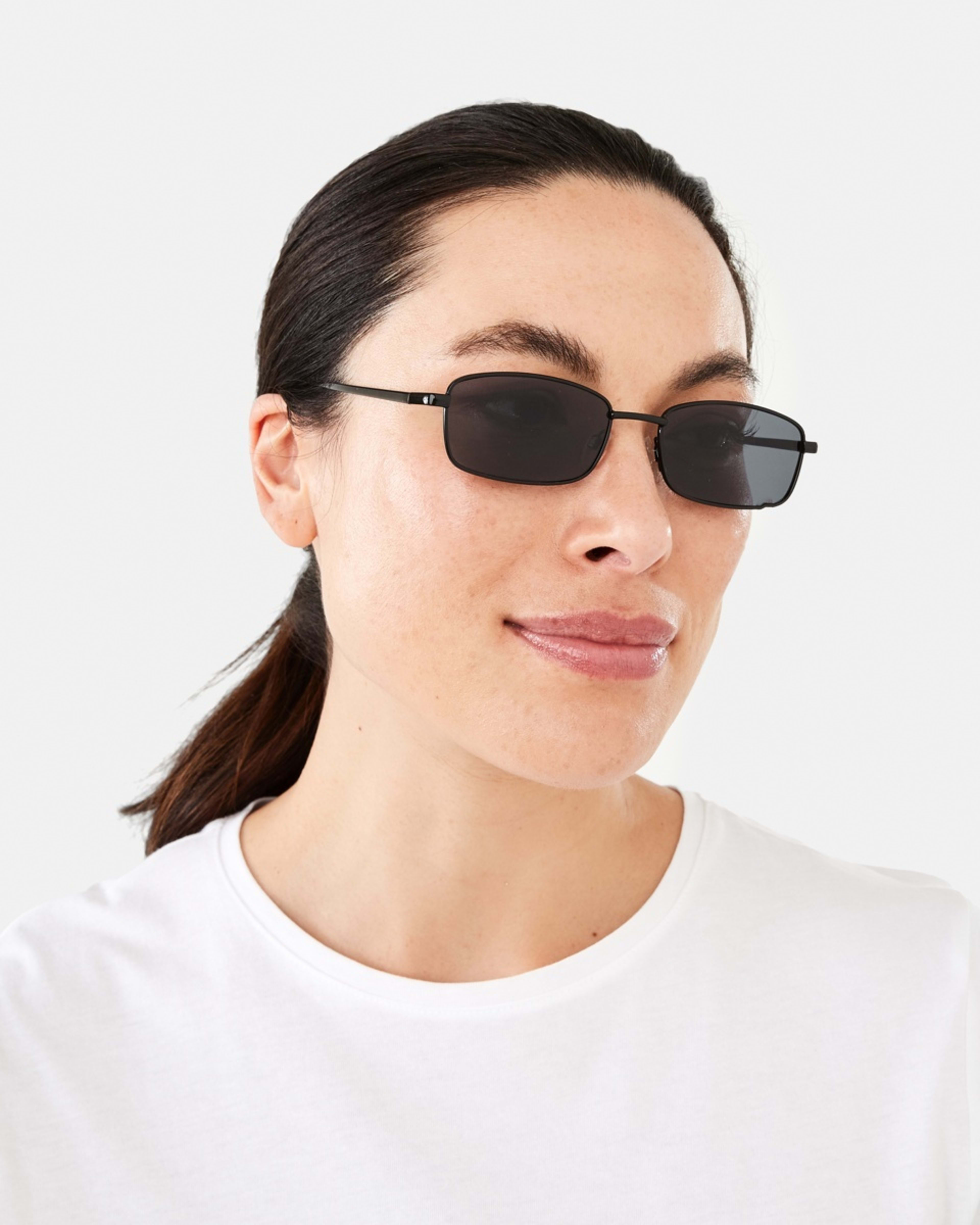 5 Rectangle Metal Sunglasses Black, 5 of 6