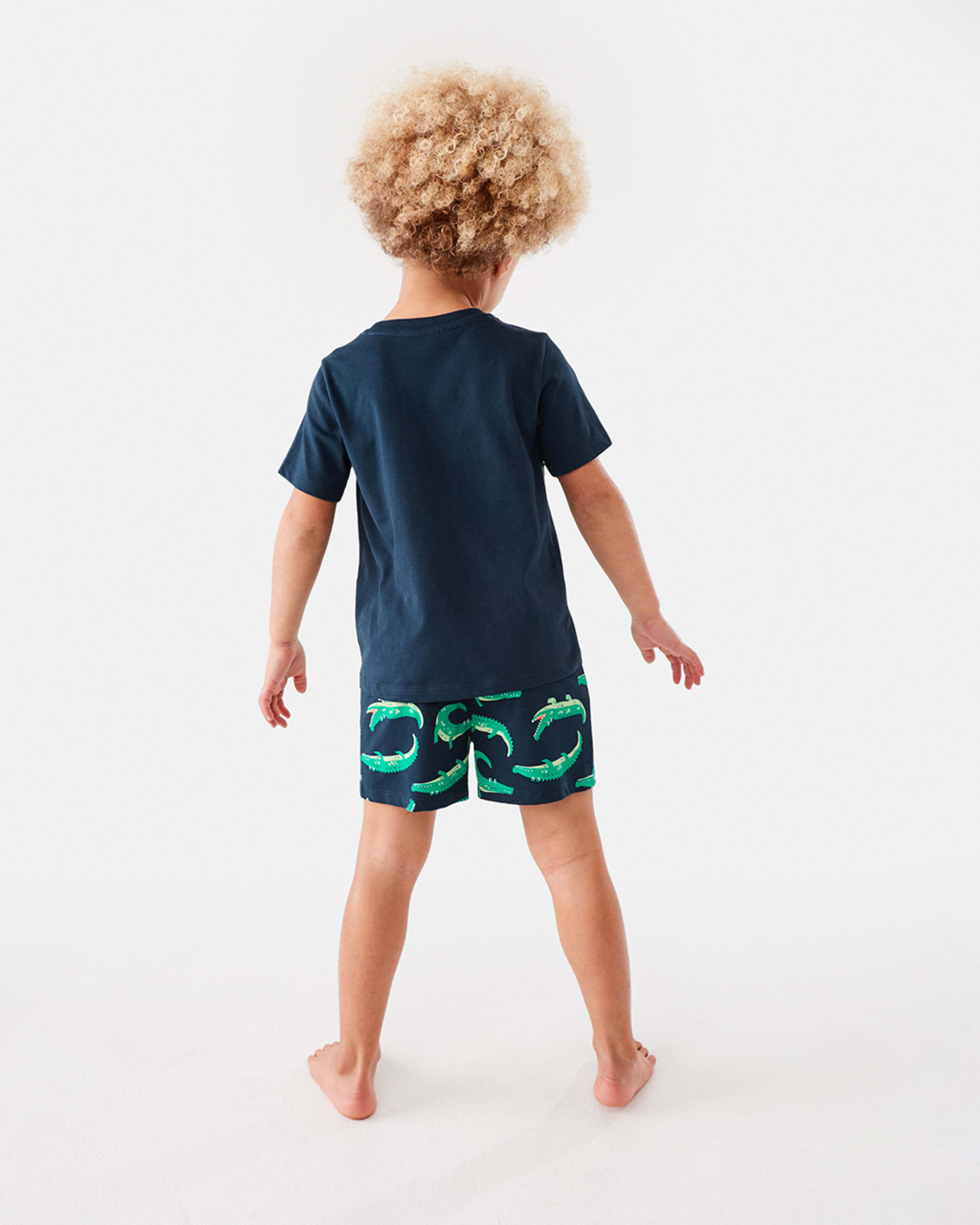 6 Short Sleeve Jersey Knit Pyjama Set Crocdrsblu, 6 of 10