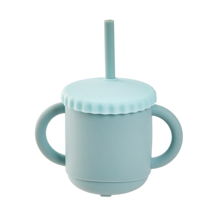 250ml Silicone Transitional Straw Sippy Cup Teal Kmart NZ