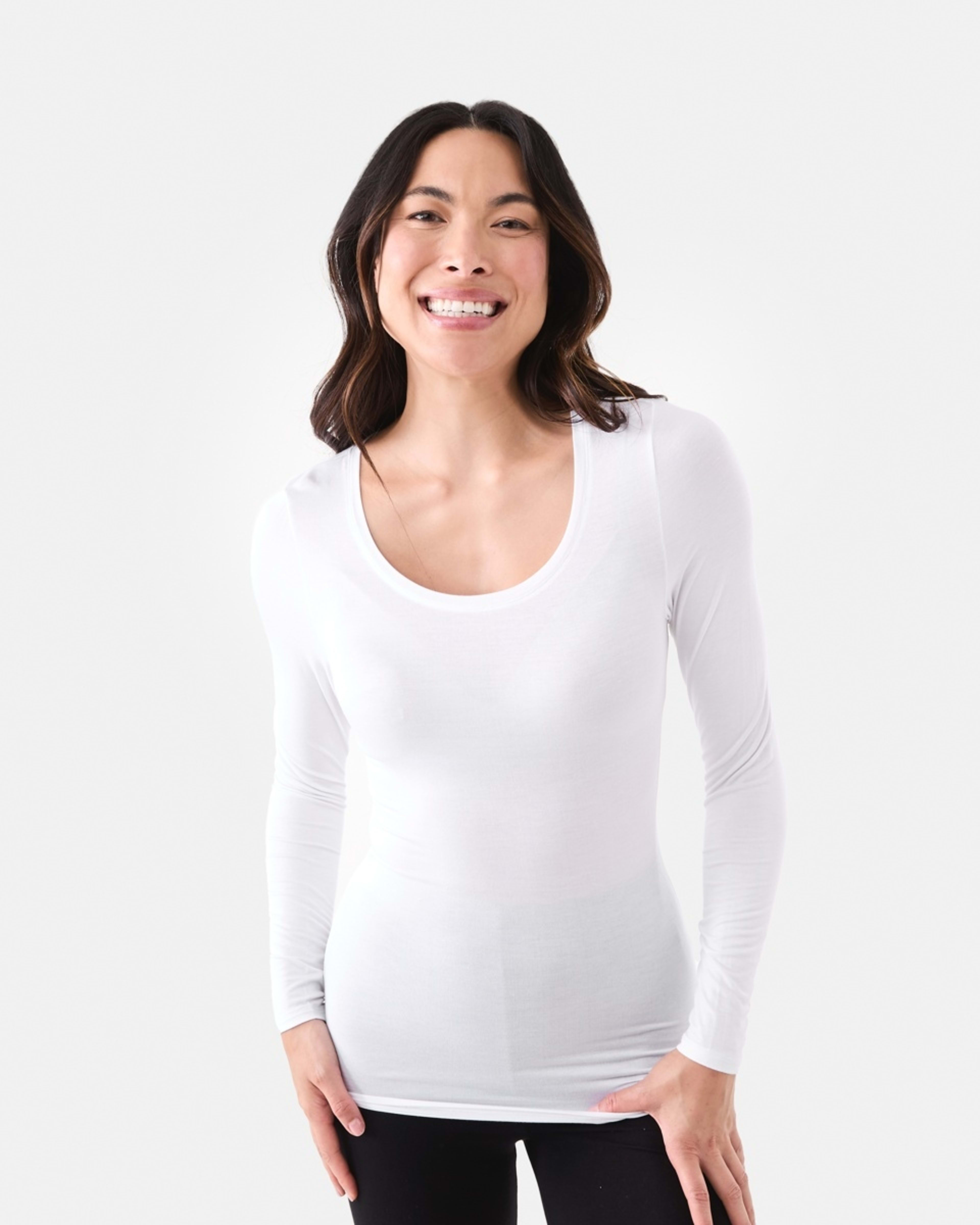 1 Bamboo Thermal Long Sleeves Top White