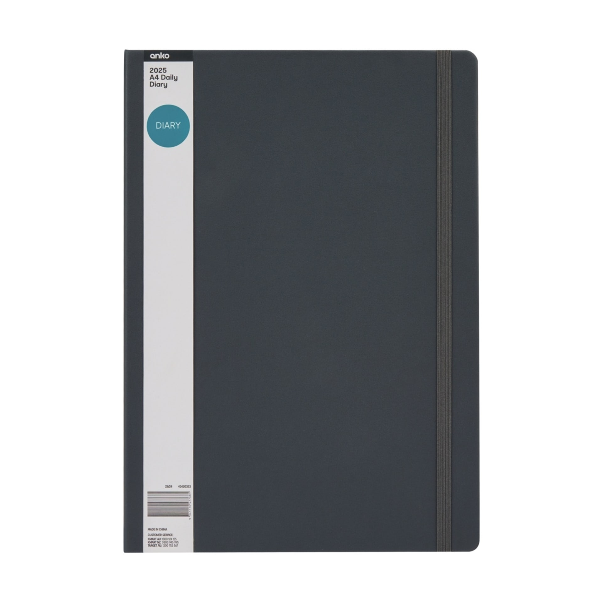 2025 A4 Daily Diary Charcoal Kmart