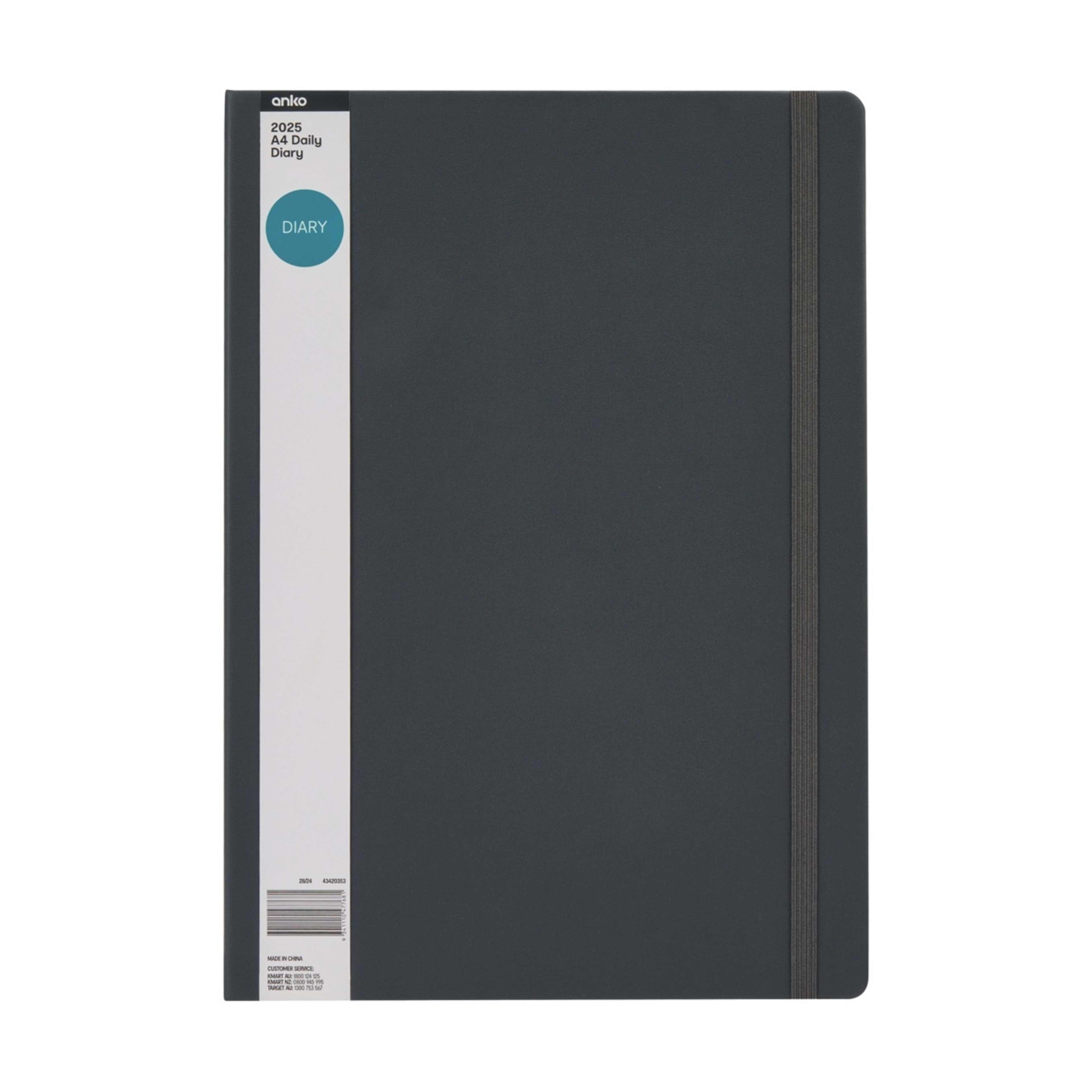 2025 A4 Daily Diary Charcoal Kmart