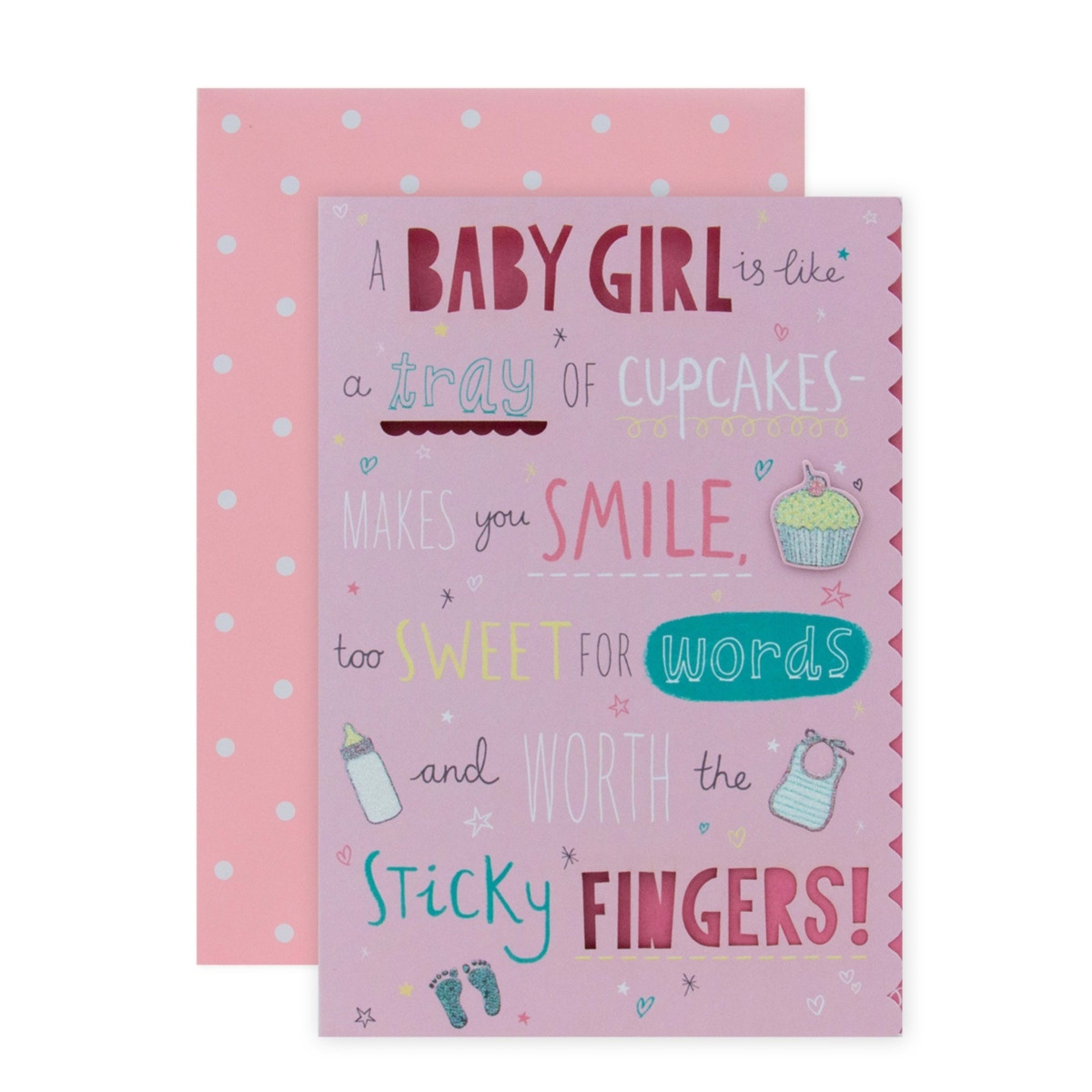 1 Connections from Hallmark Baby Girl Congratulations Card - Too Sweet