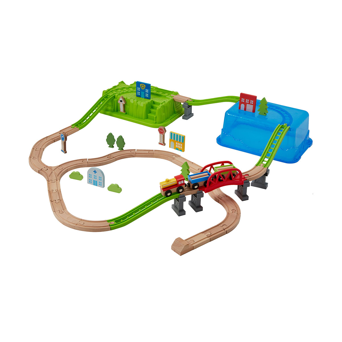 Wooden train on sale set kmart