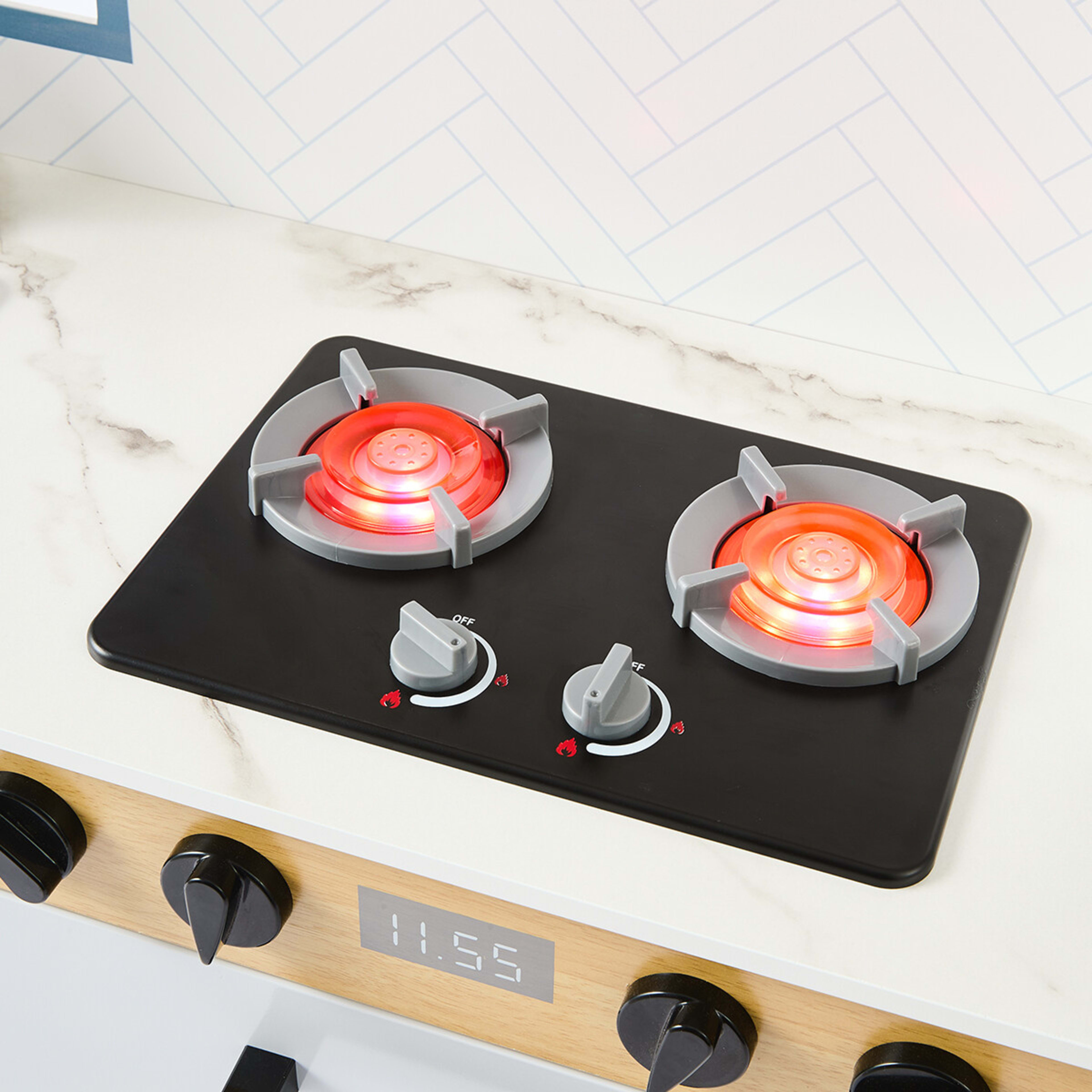 8 Wooden Deluxe Kitchen with Light and Sound Stove Toy, 8 of 10
