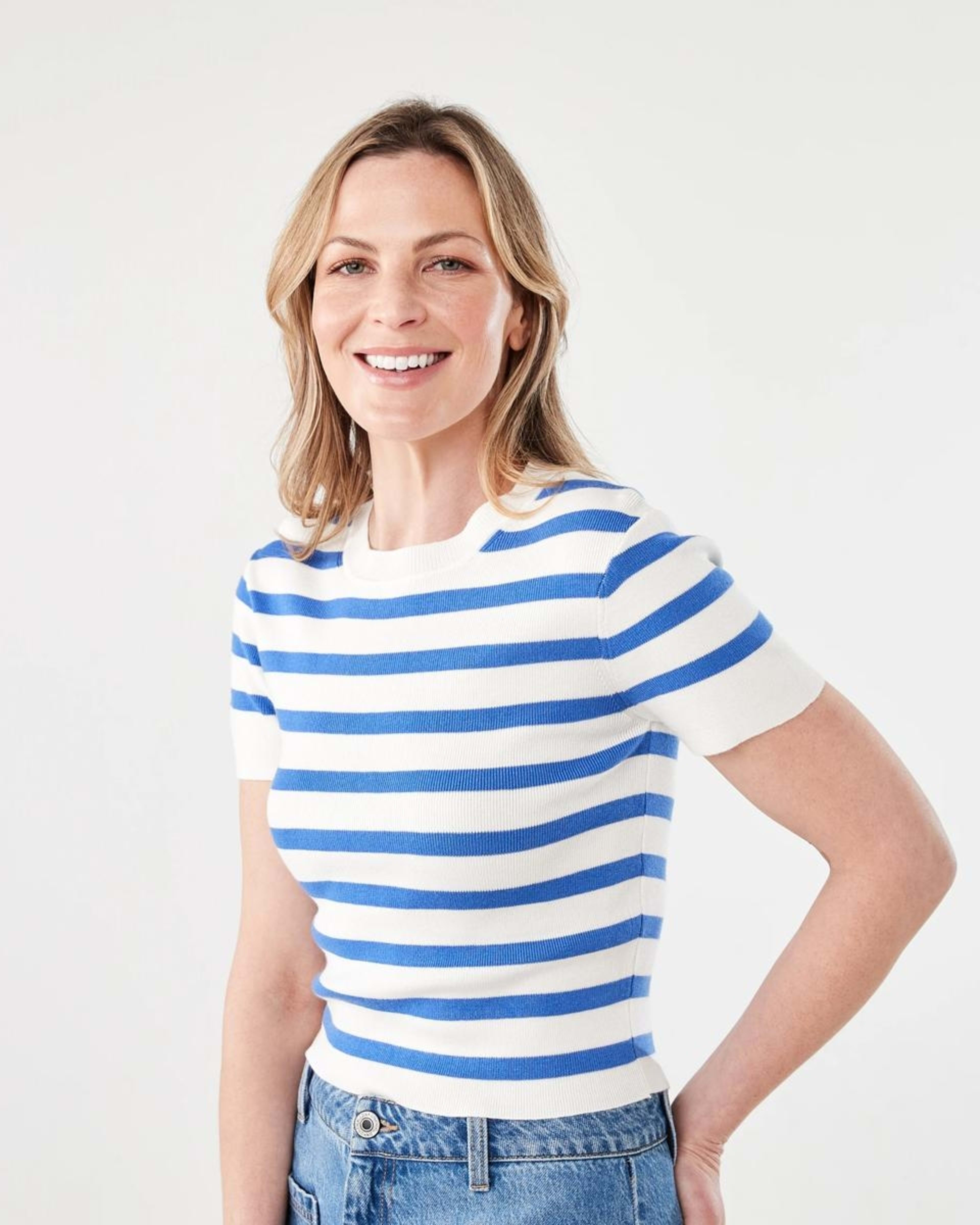 2 Short Sleeve True Knit Fitted T-shirt BOLD STRIPE BLUE MARINE, 2 of 5
