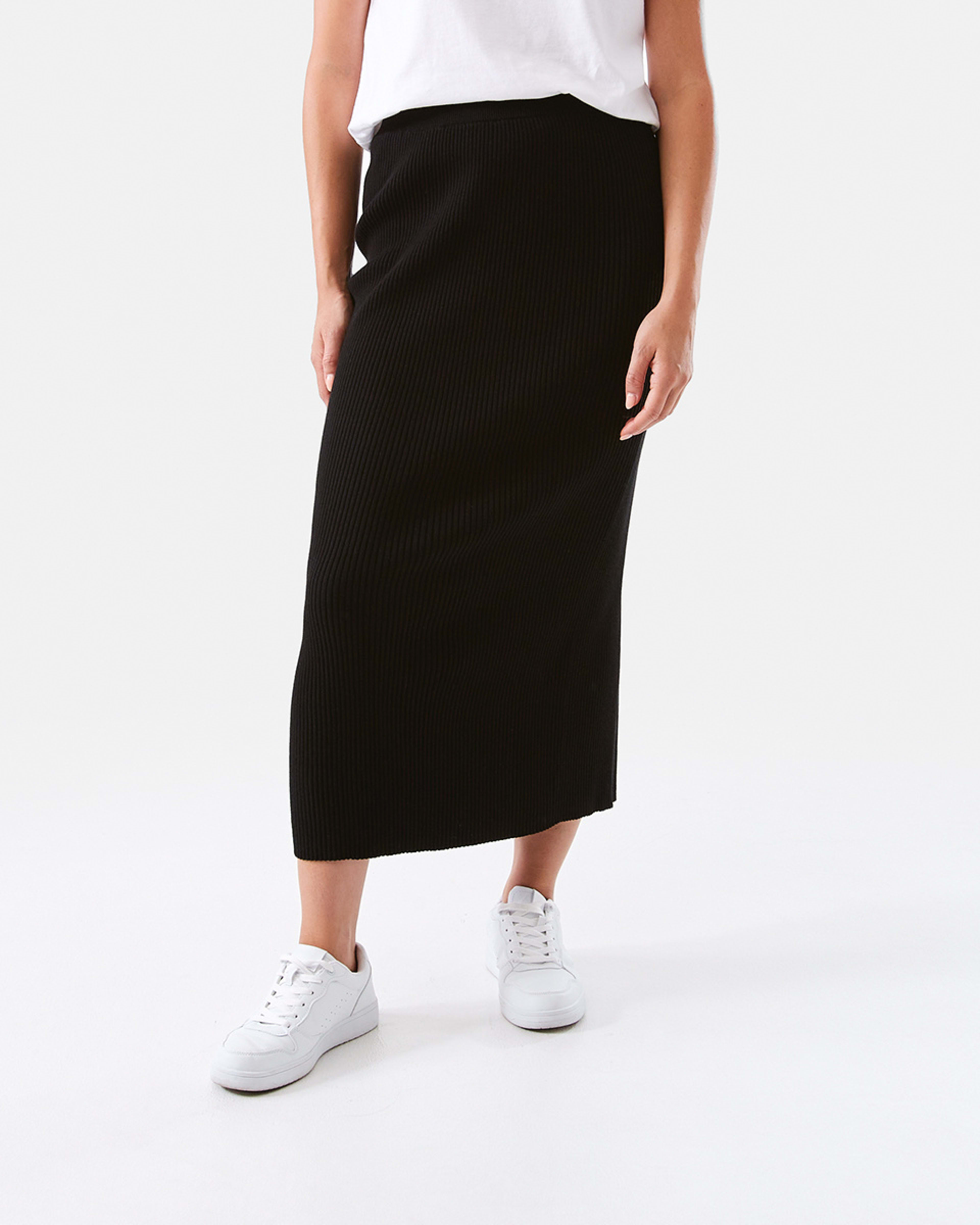 1 Rib Column Maxi Skirt Black, 1 of 5