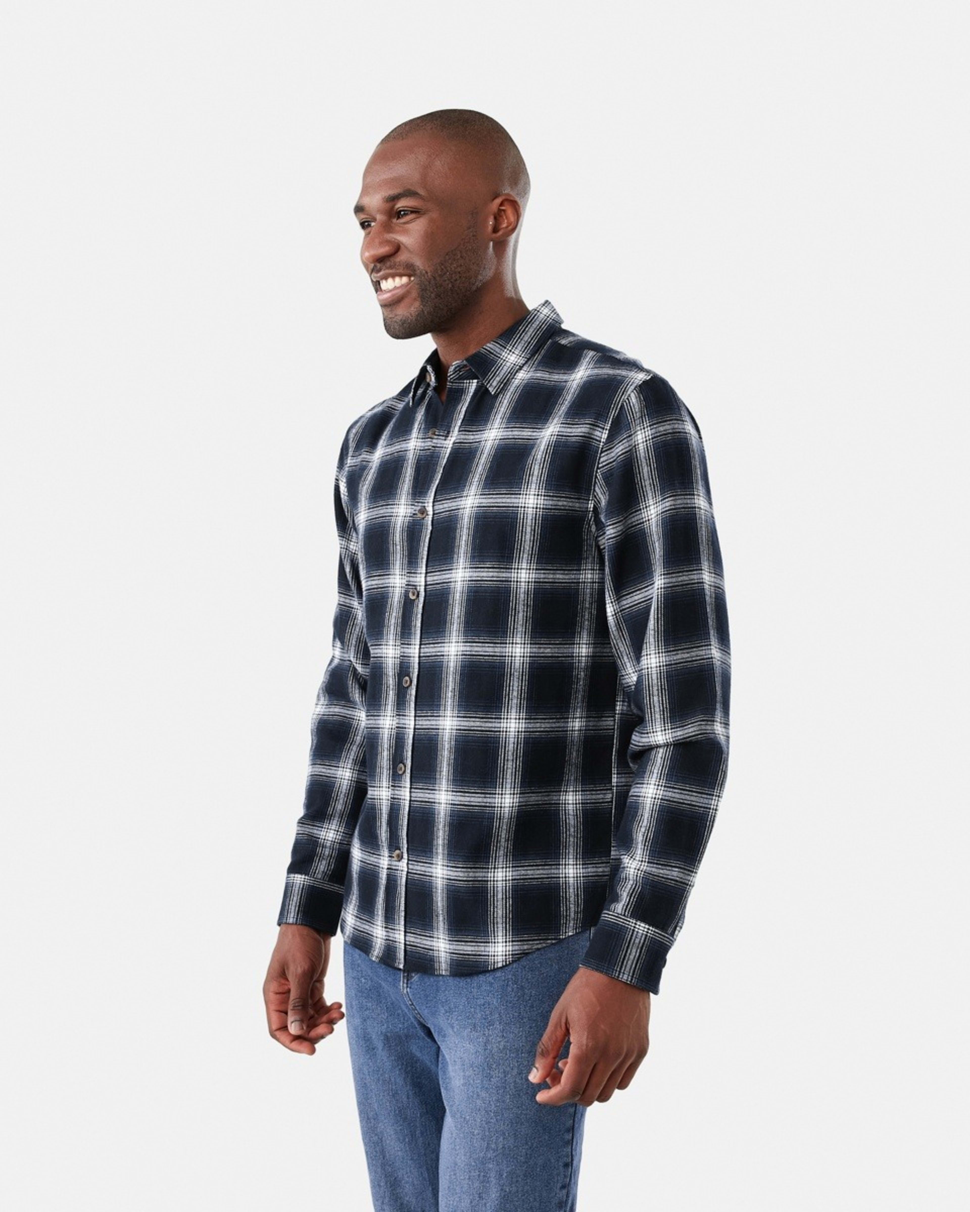 2 Long Sleeve Brushed Check Shirt Blu Check, 2 of 6
