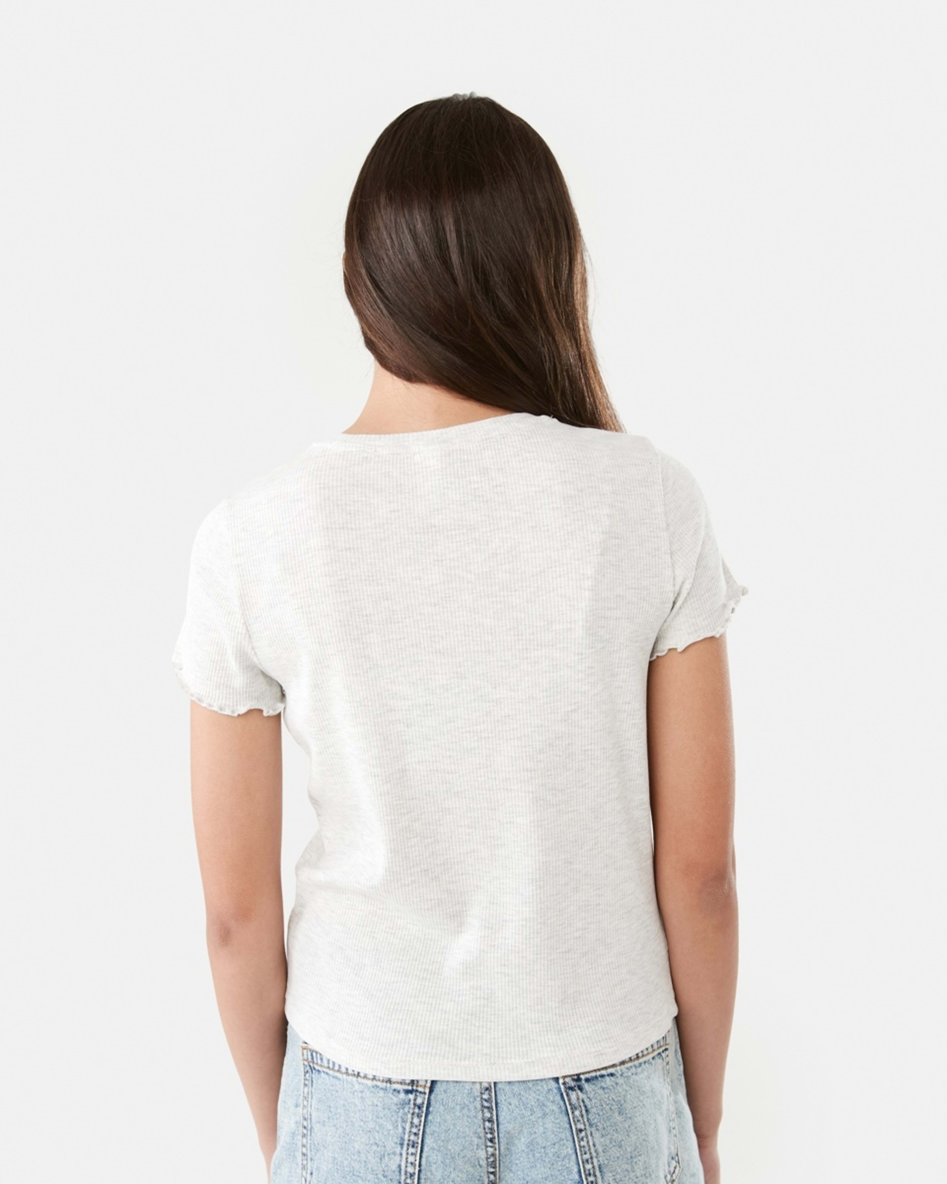 2 Short Sleeve Rib Top Wht Marle, 2 of 9