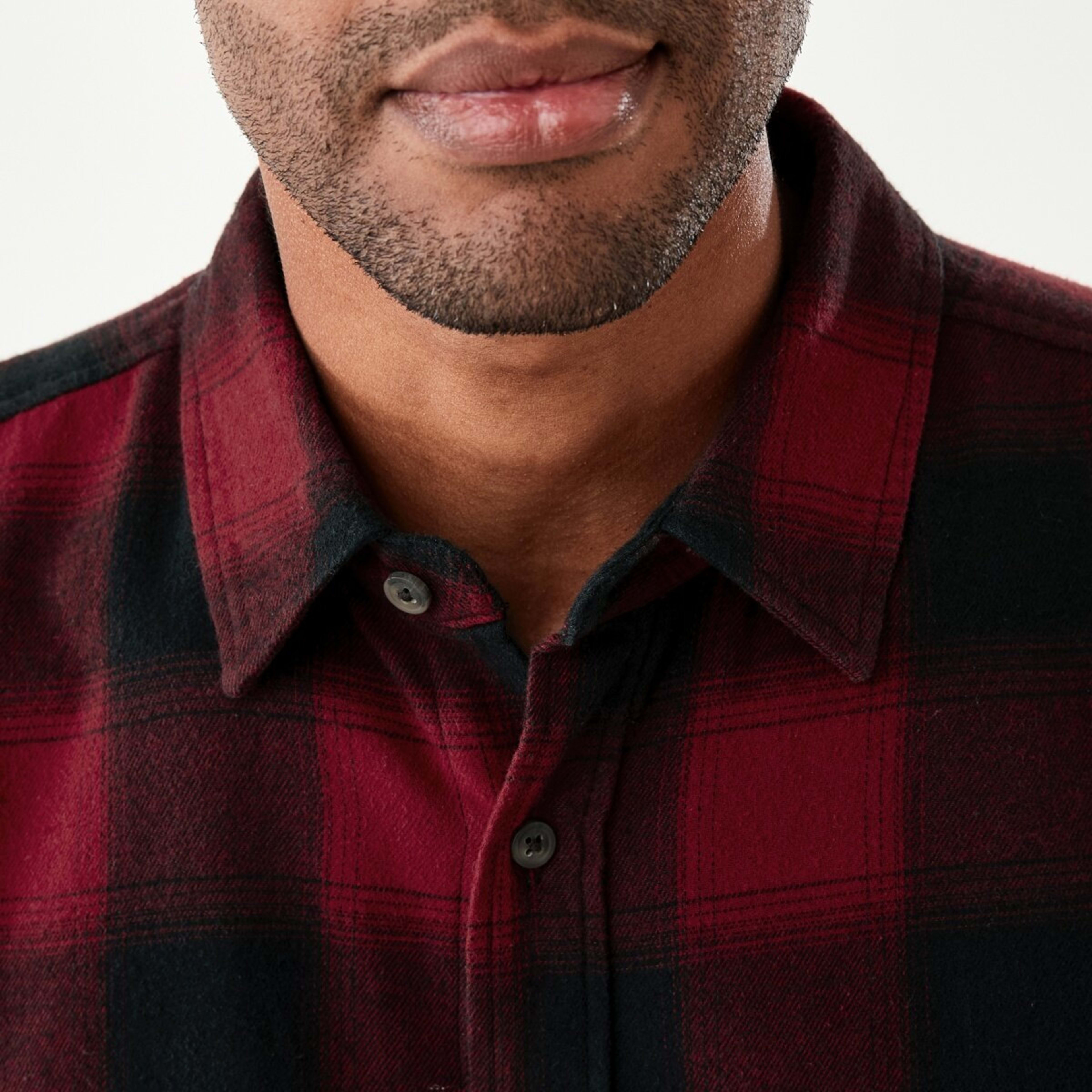 5 Long Sleeve Buffalo Check Shirt Bronco Check Rosewood Red, 5 of 7