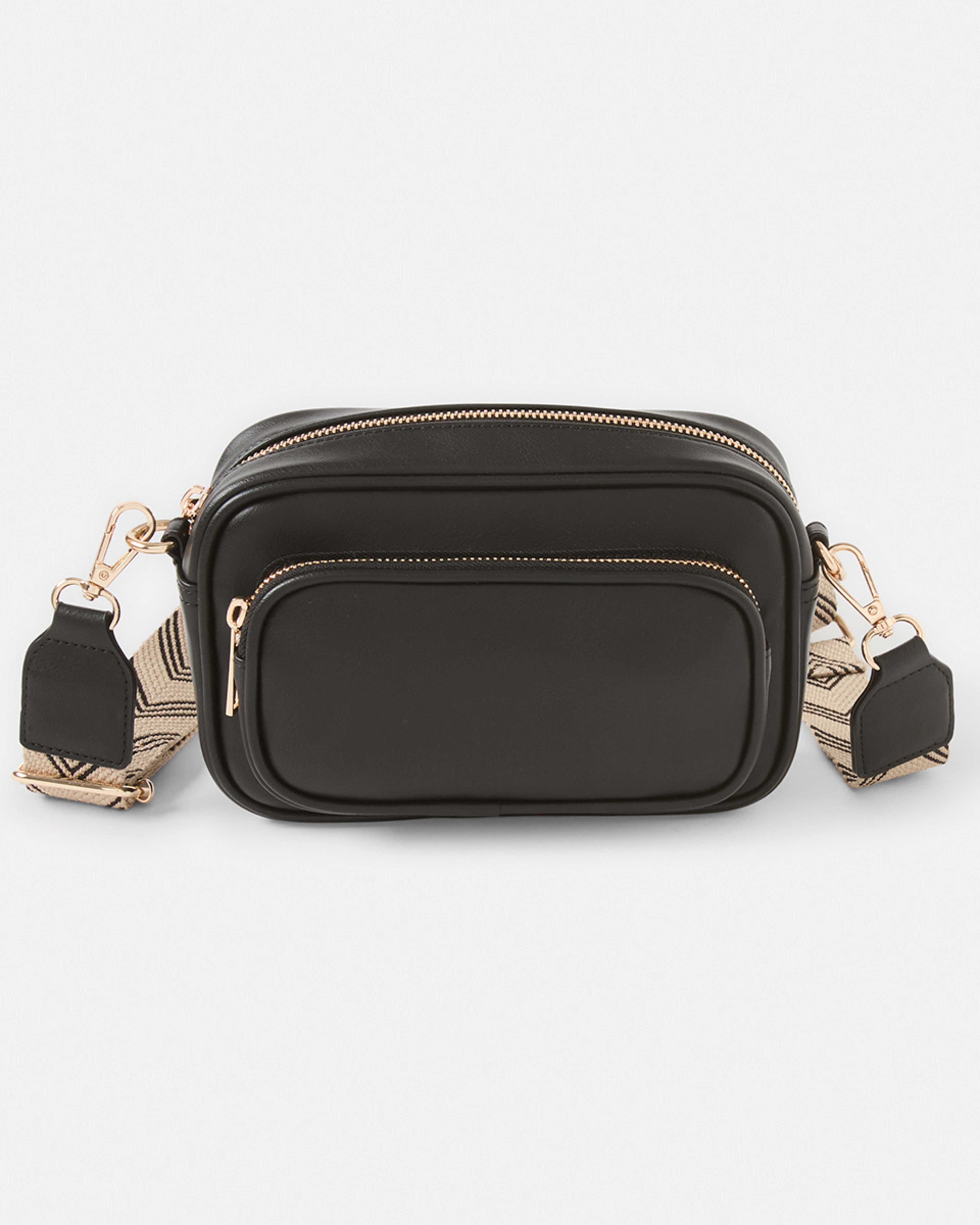 1 Double Pocket Crossbody Bag Black